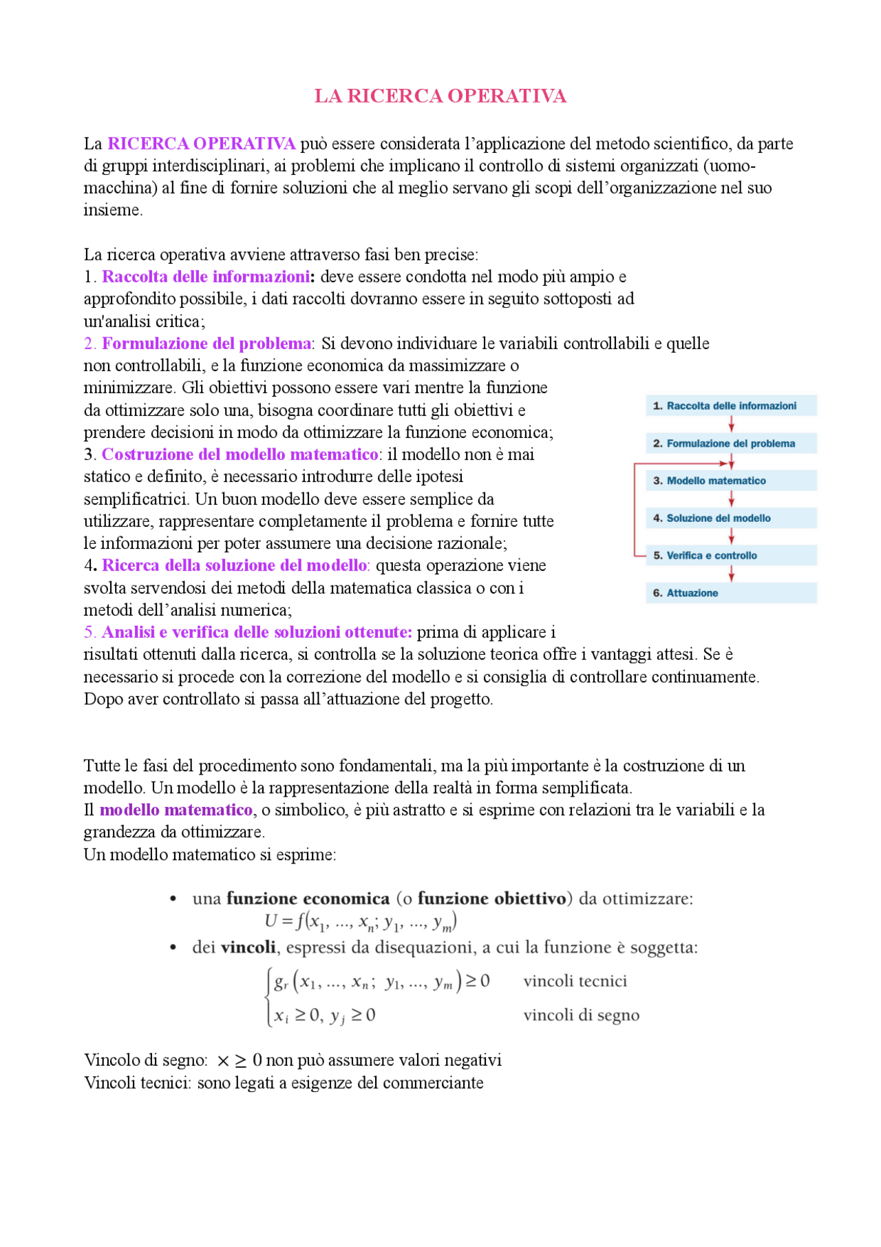 La ricerca operativa Appunti di Matematica Docsity