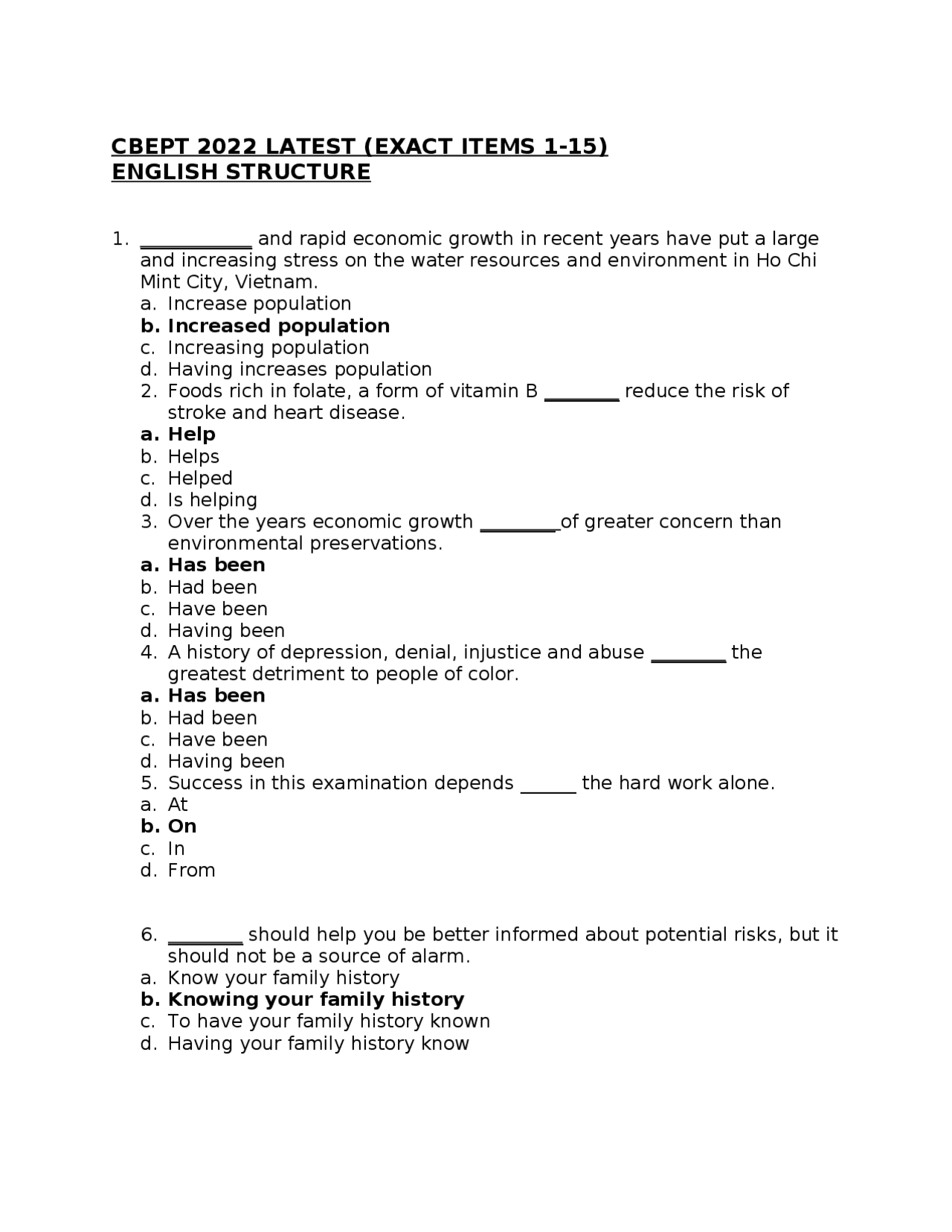 English Proficiency Test | Exams English | Docsity