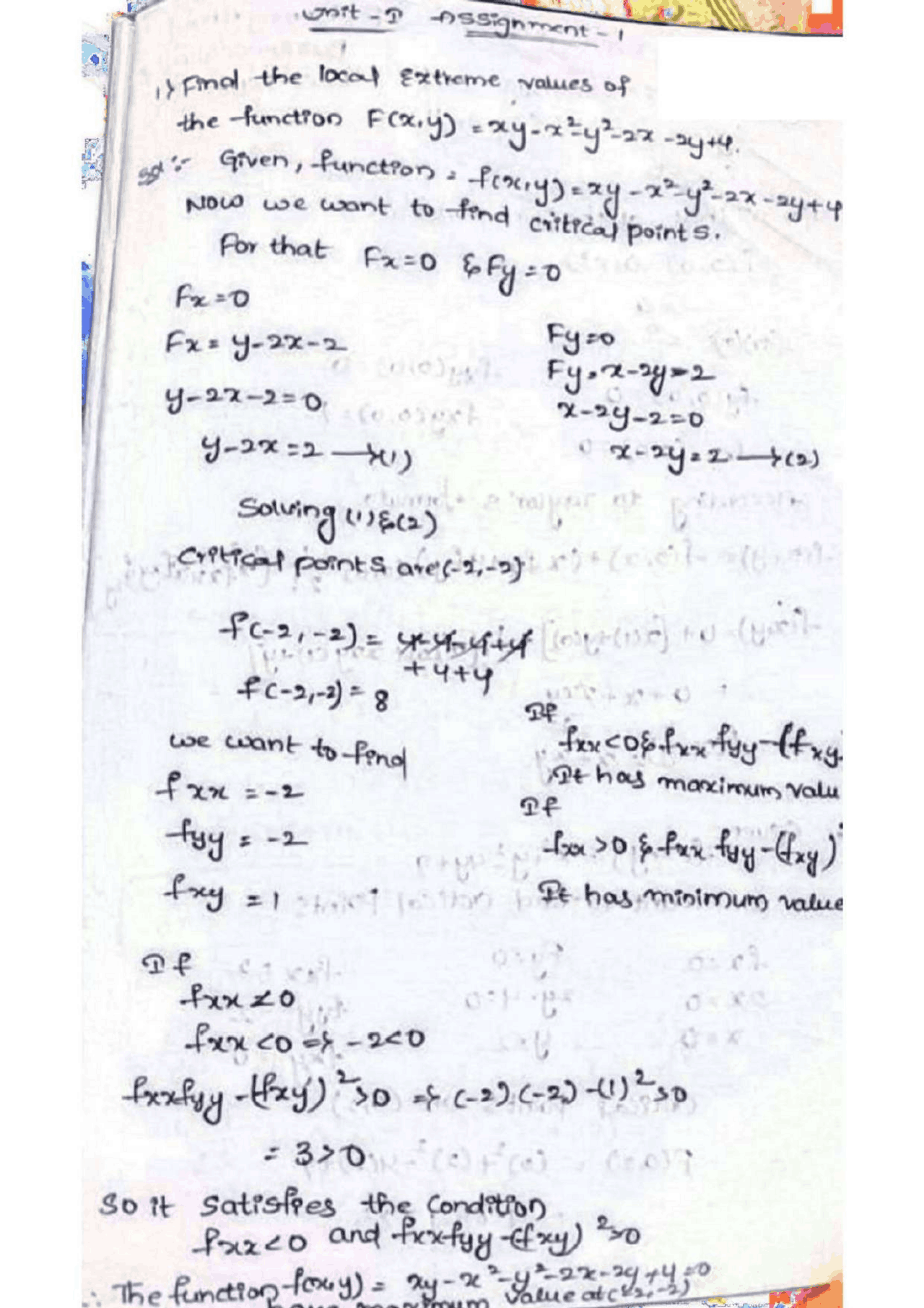 Several Variable Calculus | Assignments Mathematics | Docsity