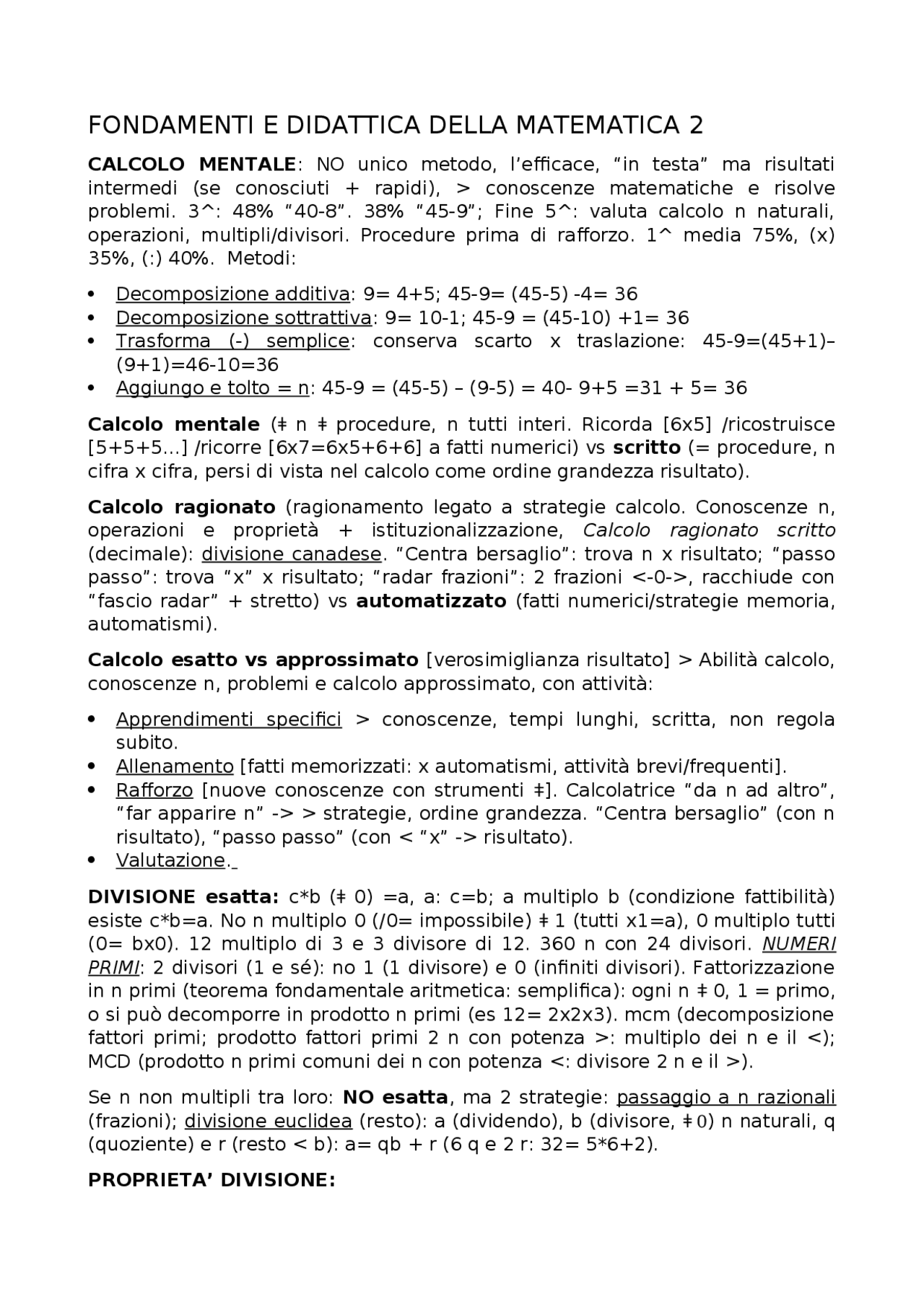 Fondamenti e didattica della matematica | Sintesi del corso di ...