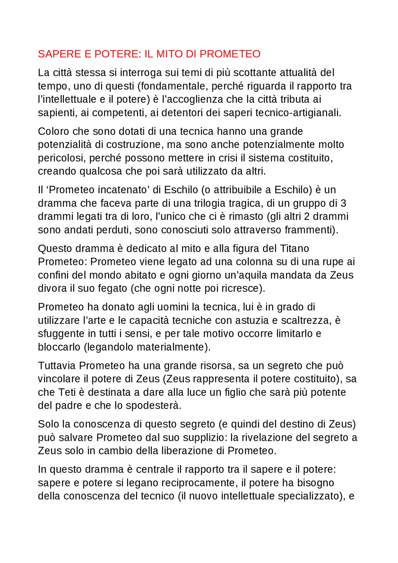 La figura di Prometeo e il famoso mito Appunti di Letteratura Greca Docsity