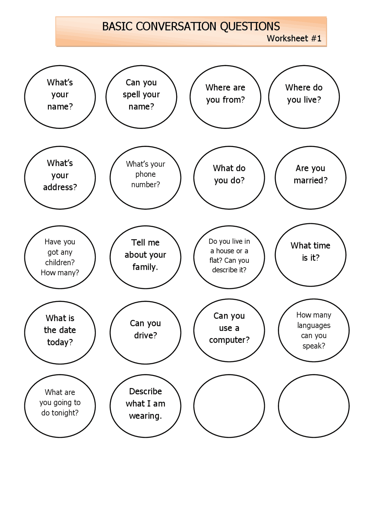 English language BASIC CONVERSATION QUESTIONS Worksheets | Quizzes ...