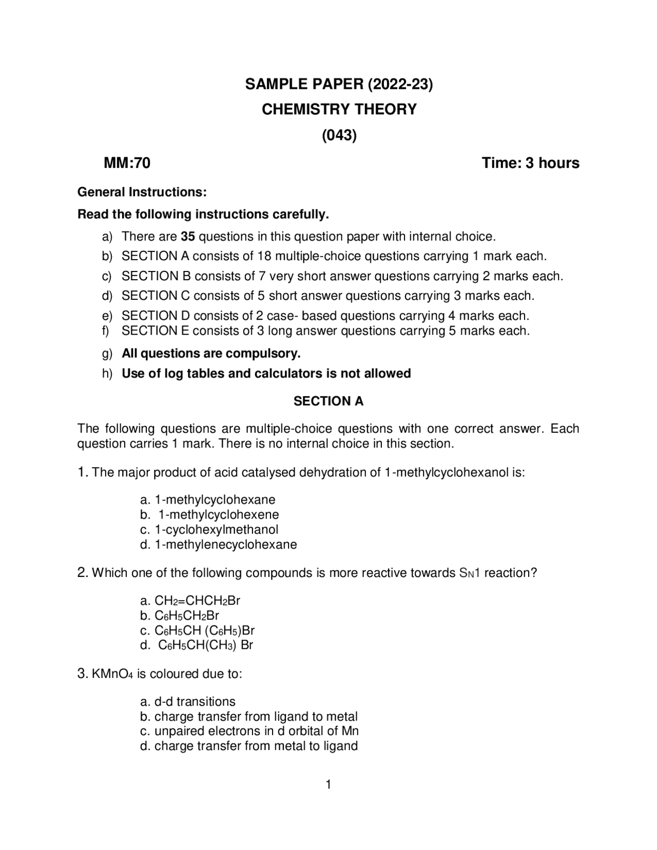 Chemistry Sample Paper Exams Chemistry Docsity Chemistry Sample Paper Exams Chemistry Docsity