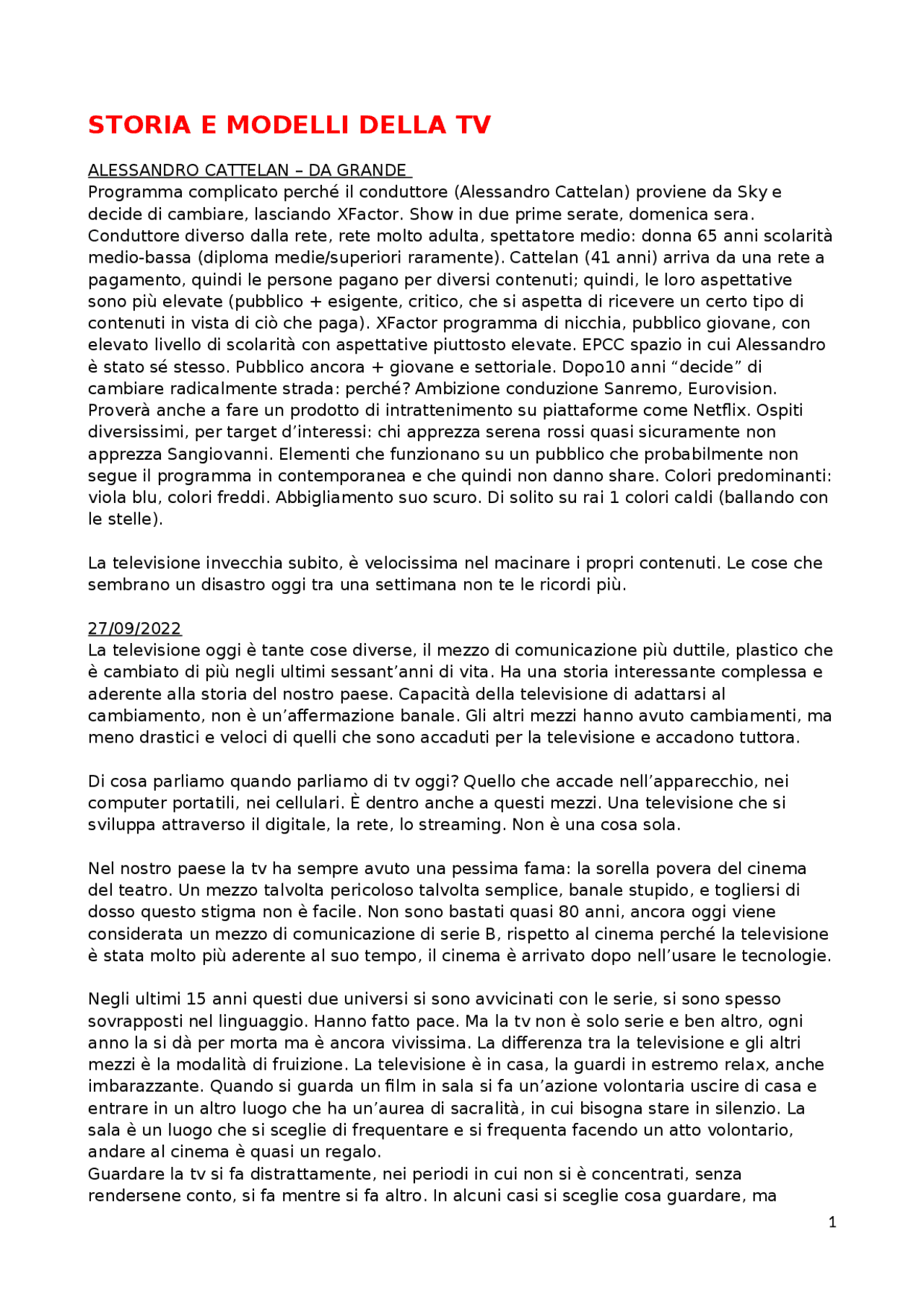 Storia E Modelli Della Tv Appunti Di Storia Della Radio E Della