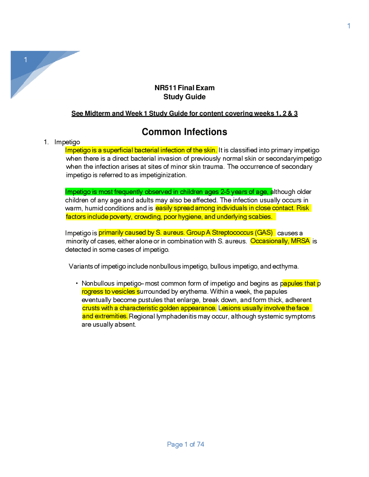 Nr_511_differential_diagnosis_primary_care_practicum Exams Nursing