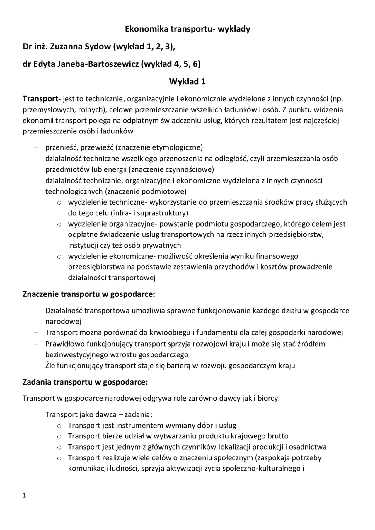 W Grzywacz J Burnewicz Ekonomika Transportu www.docsity.com