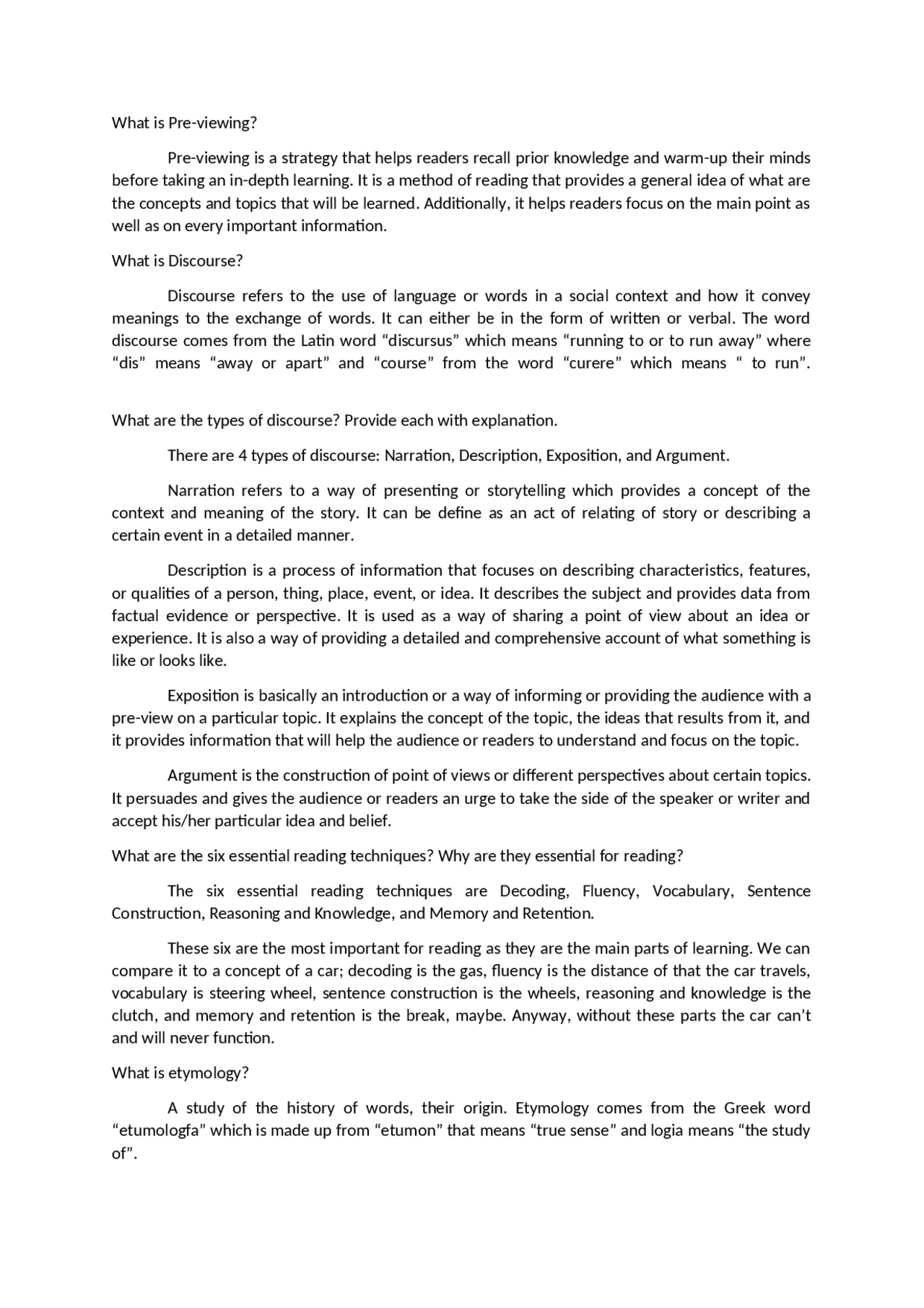 The importance of reading | Essays (high school) English | Docsity