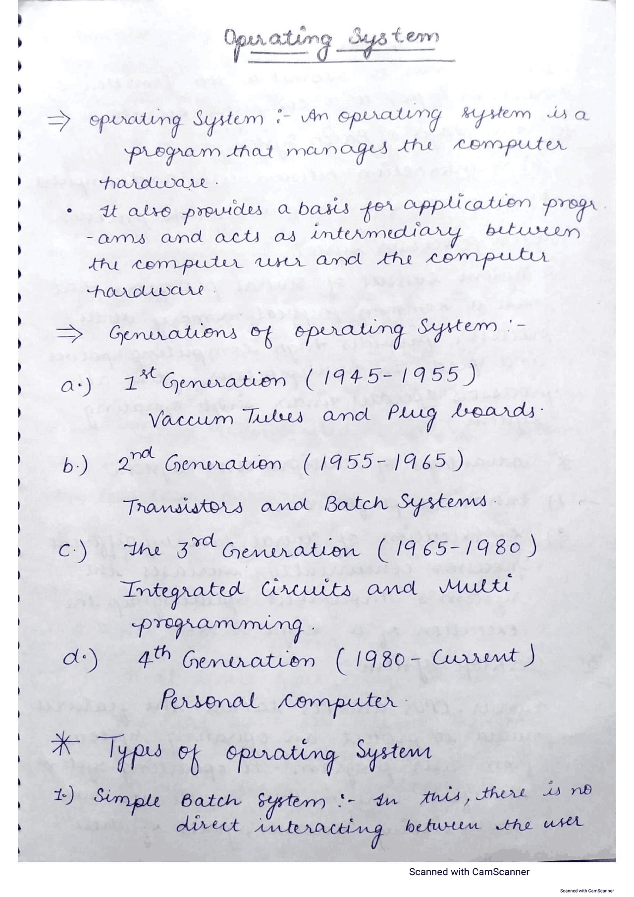 Operating System Handwritten Notes | Study notes Computer Science | Docsity