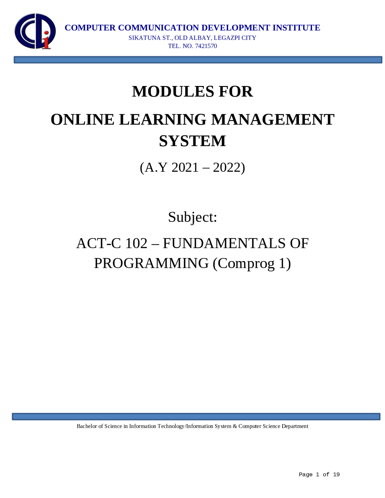 Computer programming module | Assignments Computer science | Docsity