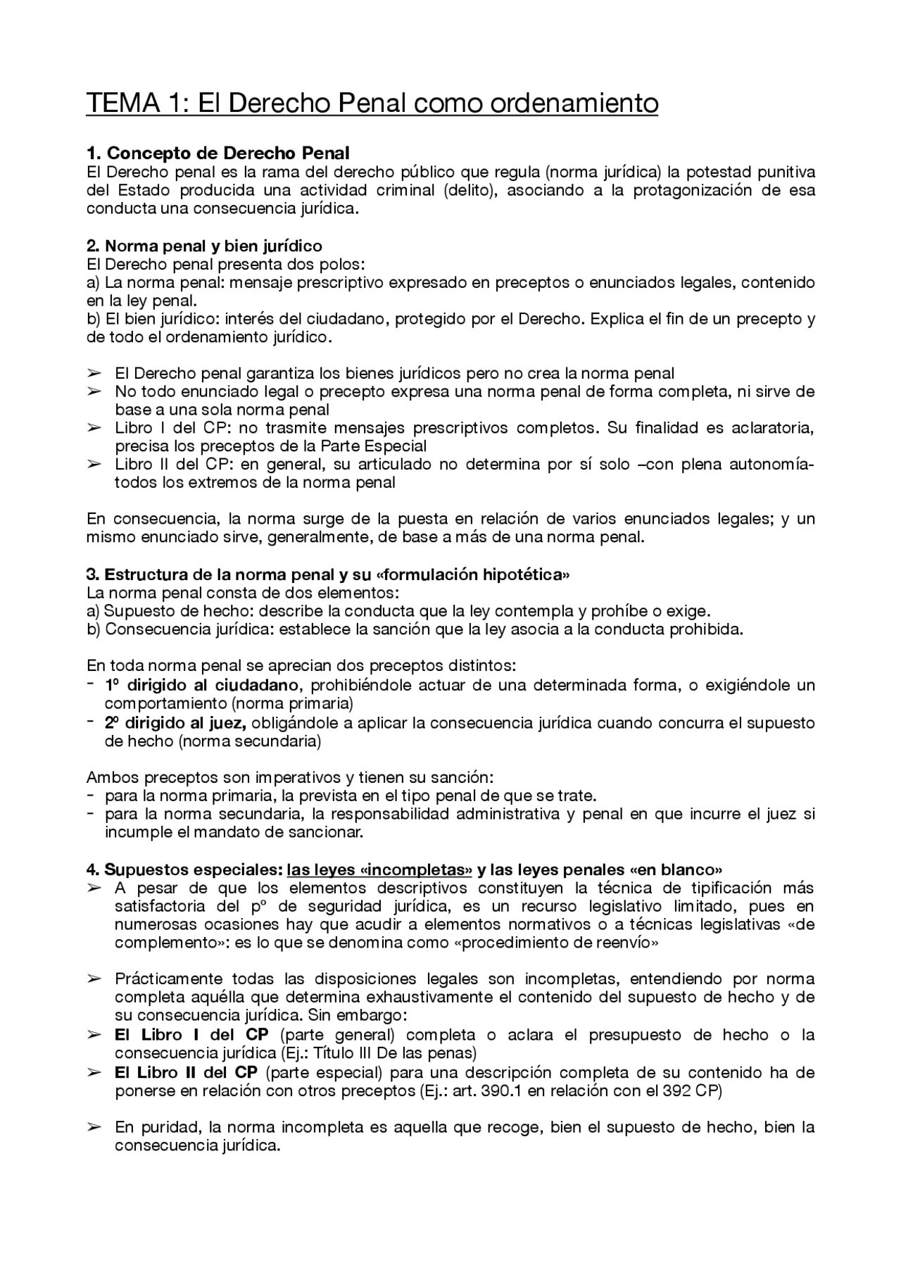 TEMA 1 PENAL DE PRIMERO DE CARRERA | Apuntes de Derecho Penal | Docsity