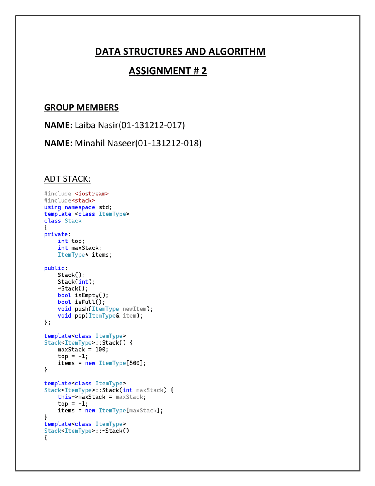 Data Structure And Algorithum | Assignments Programming Languages | Docsity