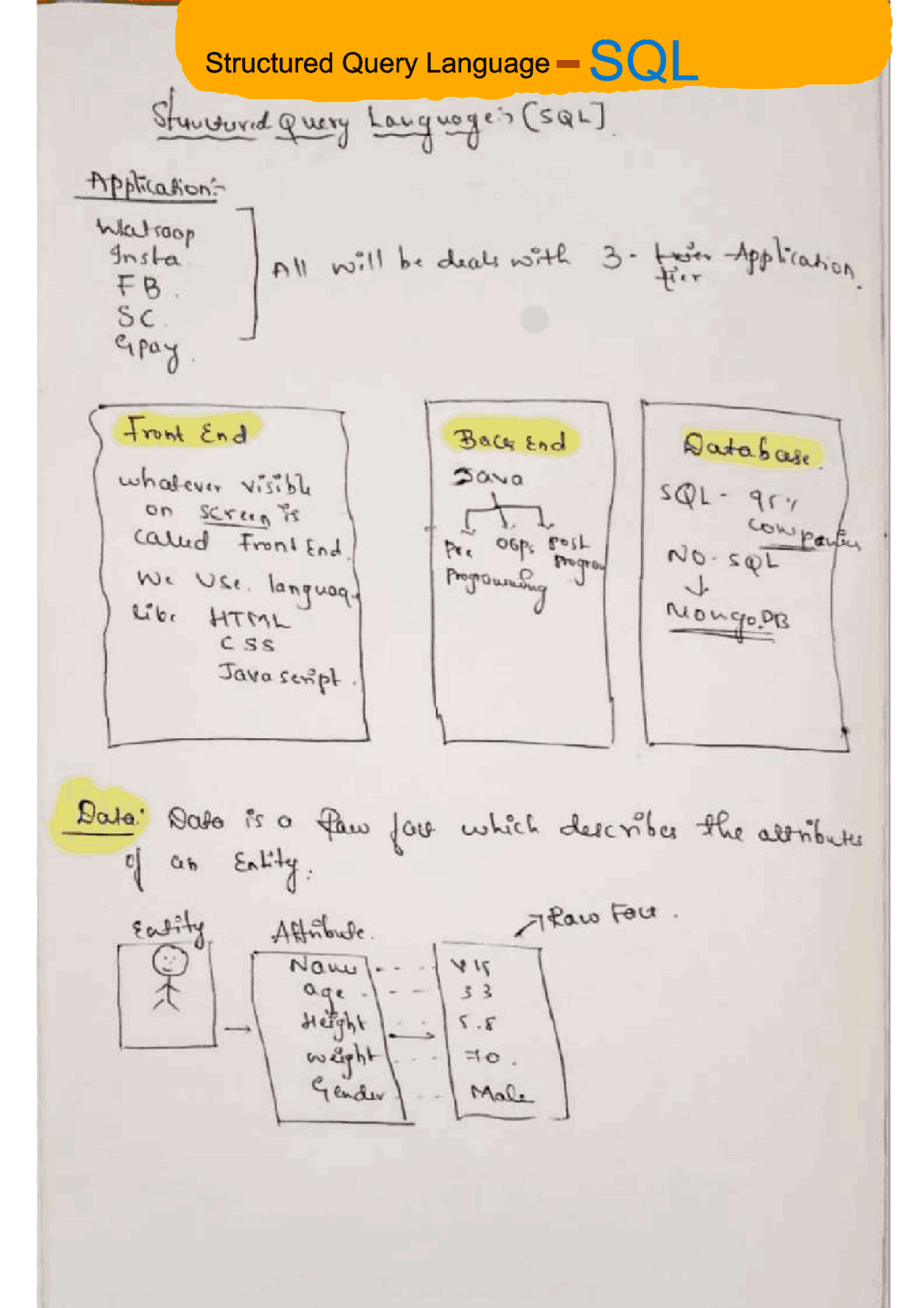 Structured Query Language - SQL | Study notes Database Management ...