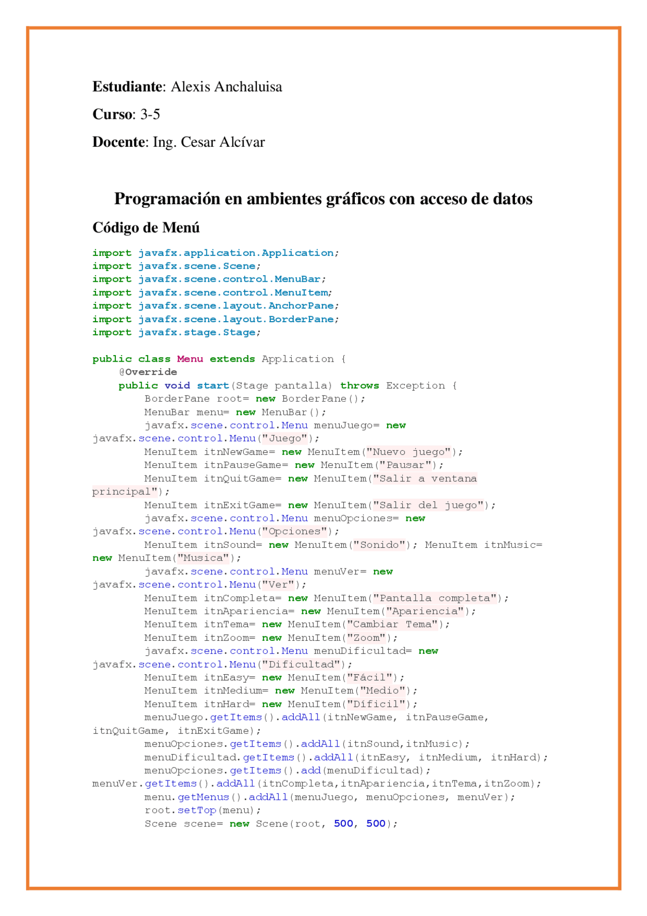 HACER INTERFAZ DE MENU | Apuntes de Programación Java | Docsity