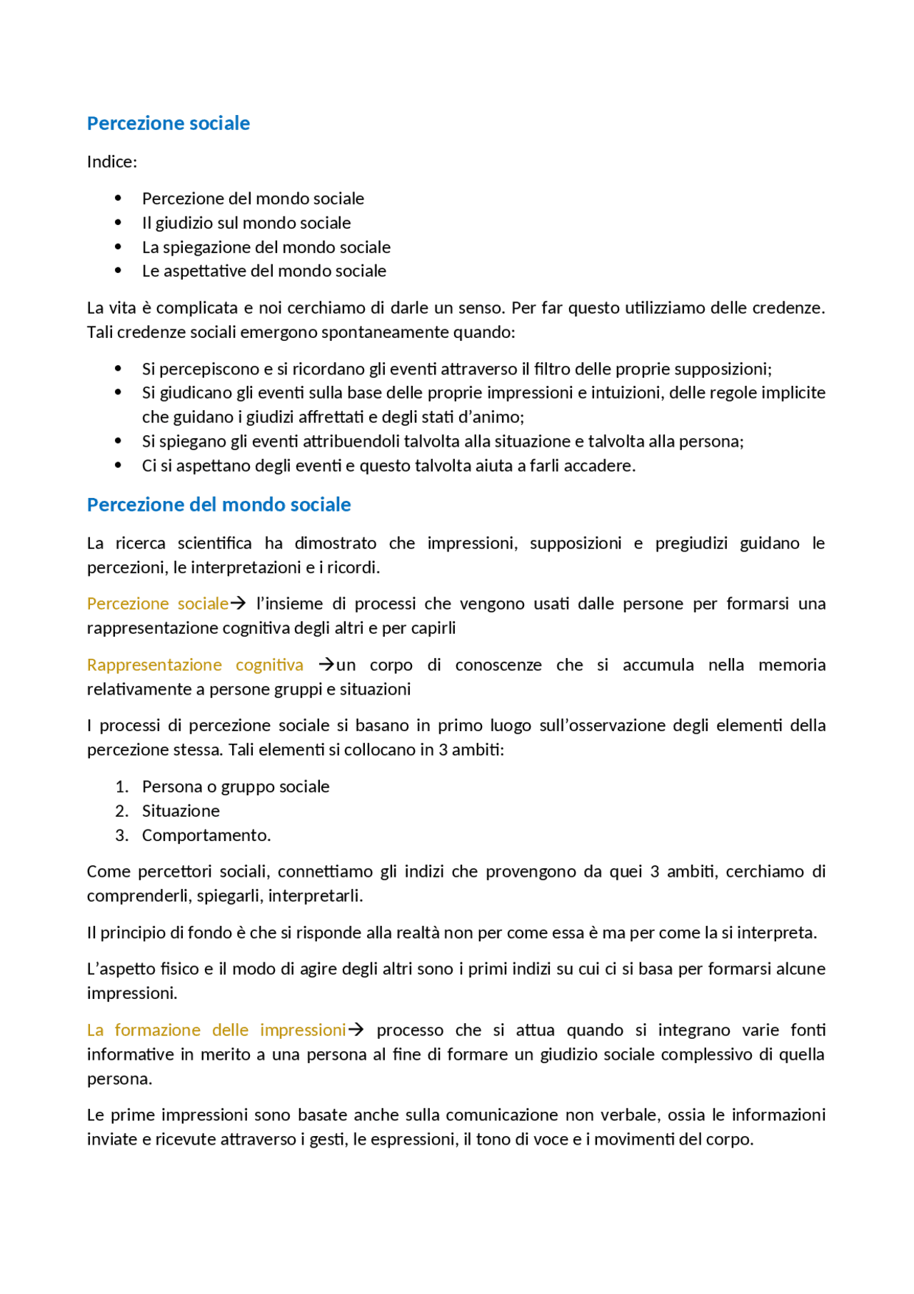 La Percezione Sociale Schemi E Mappe Concettuali Di Psicologia 
