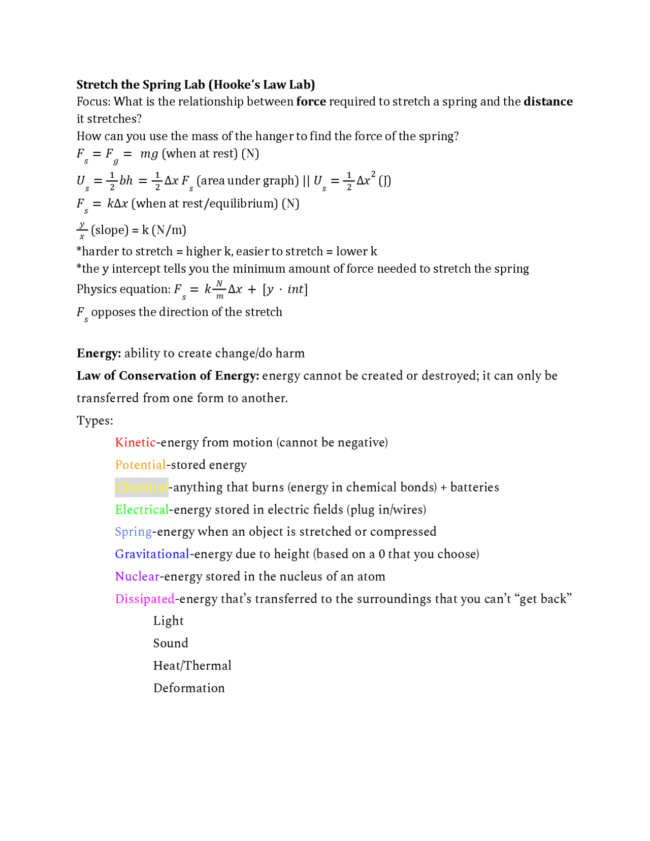 AP Physics 1, Basic Energy Review Guide | Study Guides, Projects ...