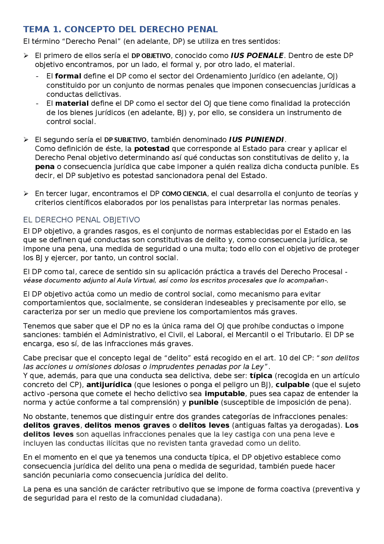 Tema 1 derecho penal i | Apuntes de Derecho Penal | Docsity