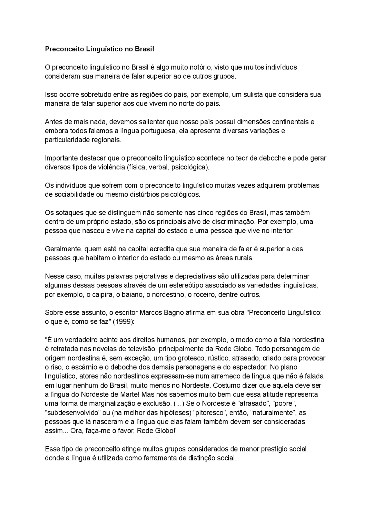 Preconceito linguístico no Brasil | Notas de estudo Português ...