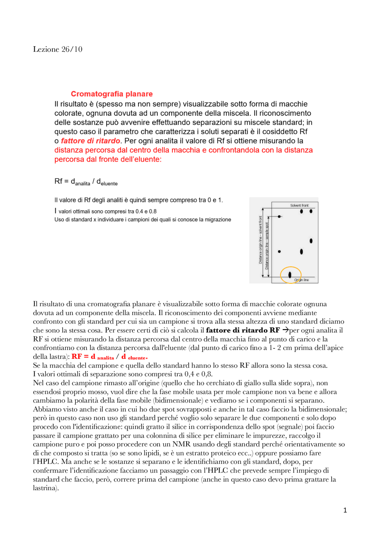 Cromatografia planare e su colonna Sbobinature di Biochimica Docsity