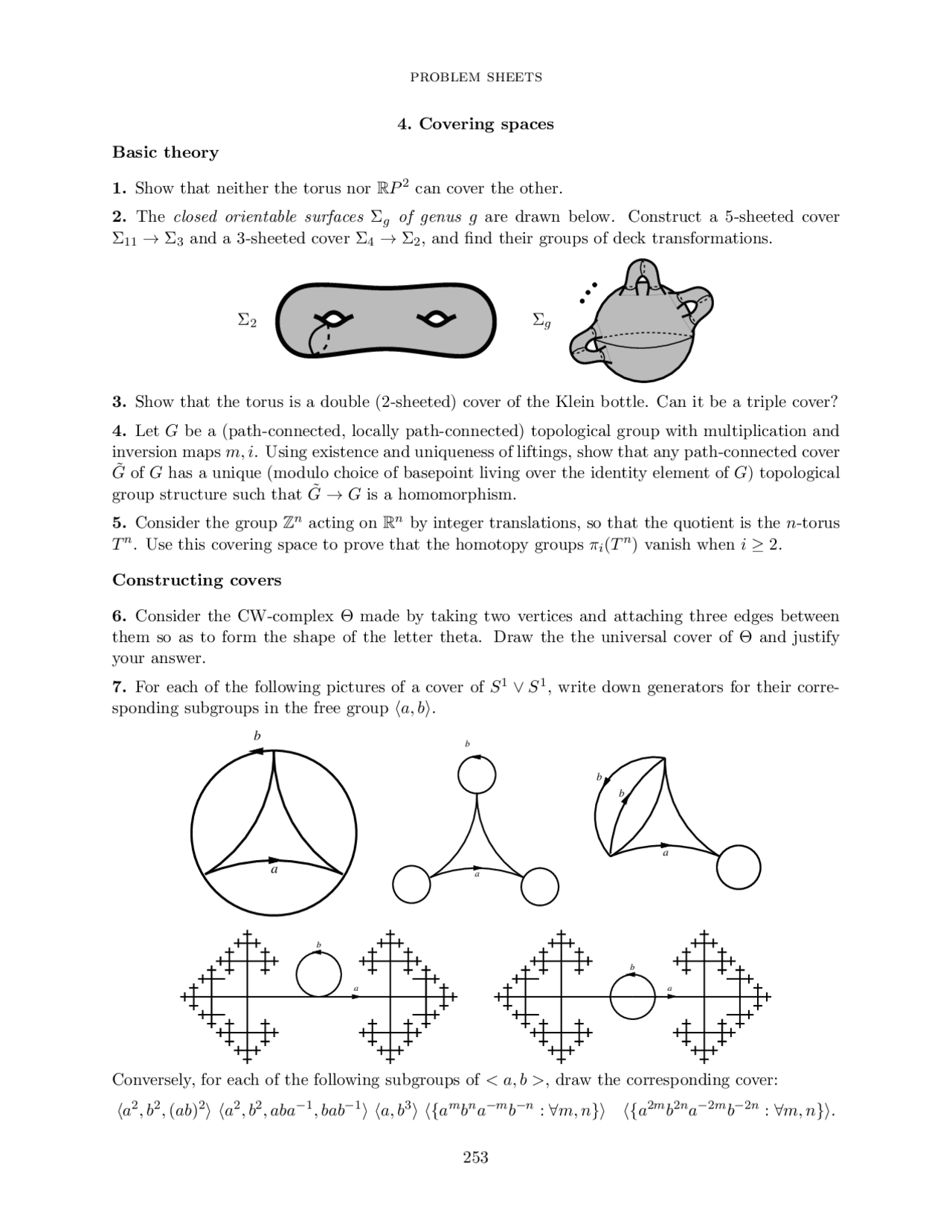 Topology Math Questions Problem sheet in algebraic topology | Exercises Topology | Docsity