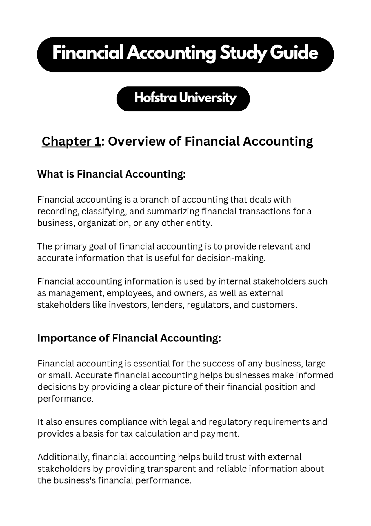 Financial Accounting Study Guide | Study Guides, Projects, Research ...