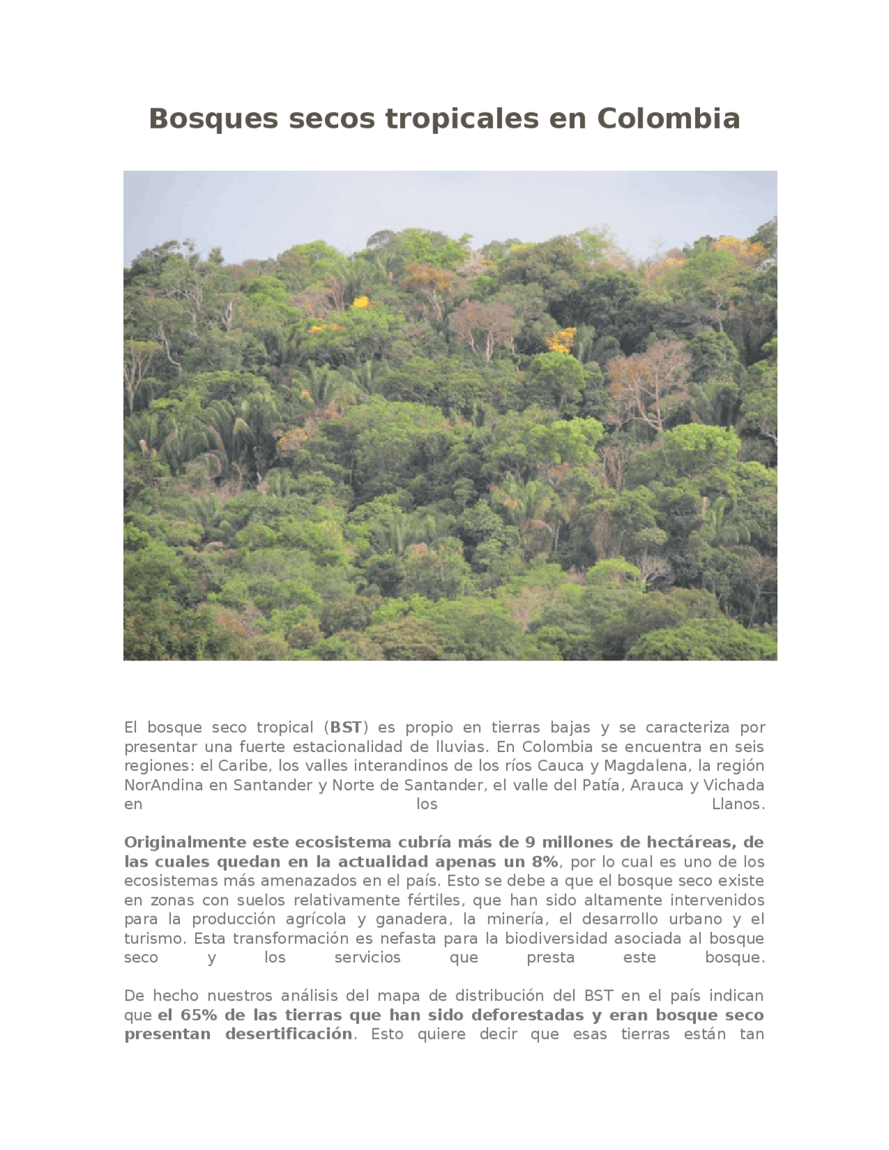 Bosques Secos Y Tropicales En Colombia Summaries Of Earth Science Bosques Secos Y Tropicales En Colombia Summaries Of Earth Science