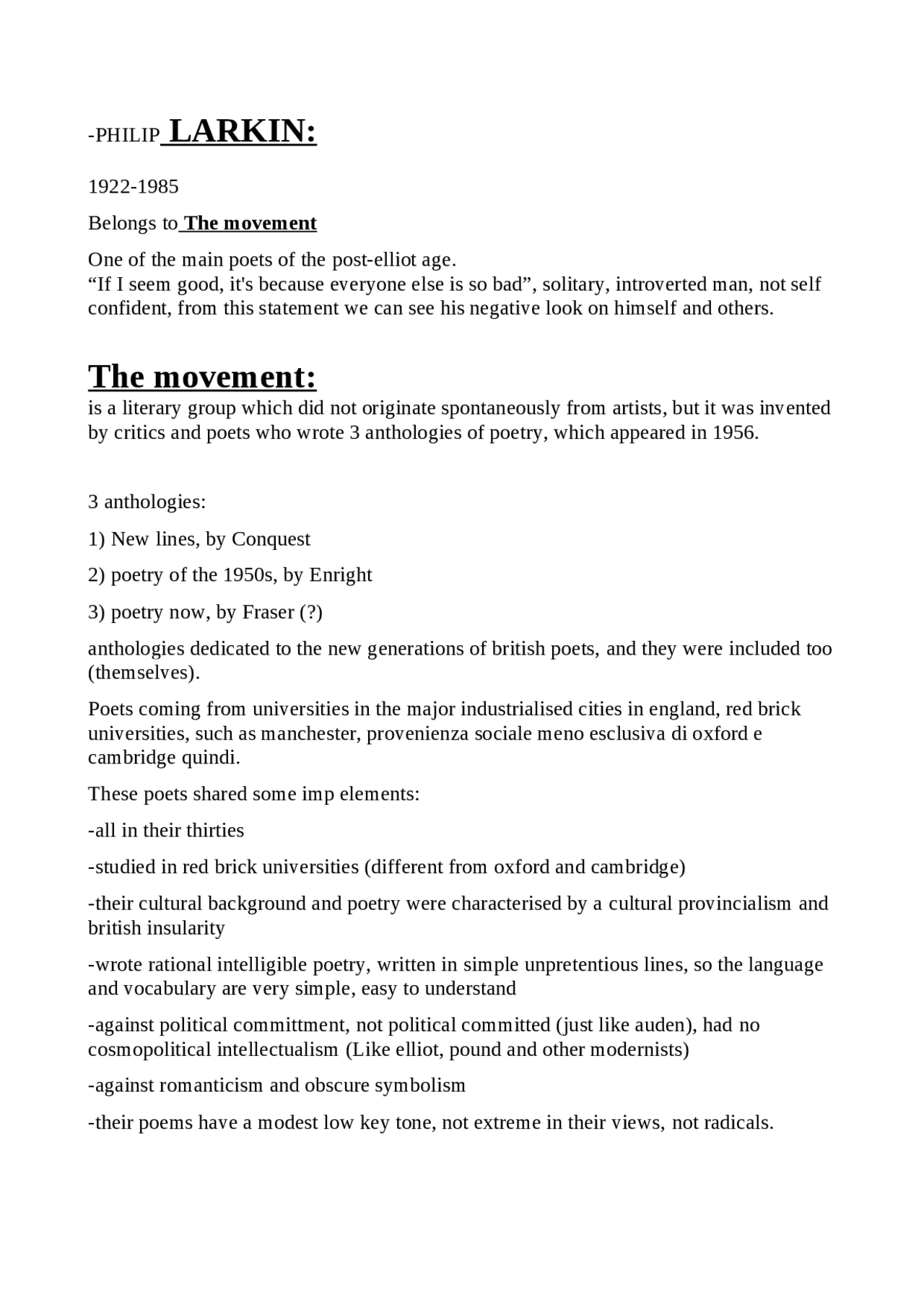 LarkinTalking in bed Appunti di Letteratura Inglese Docsity LarkinTalking in bed Appunti di Letteratura Inglese Docsity