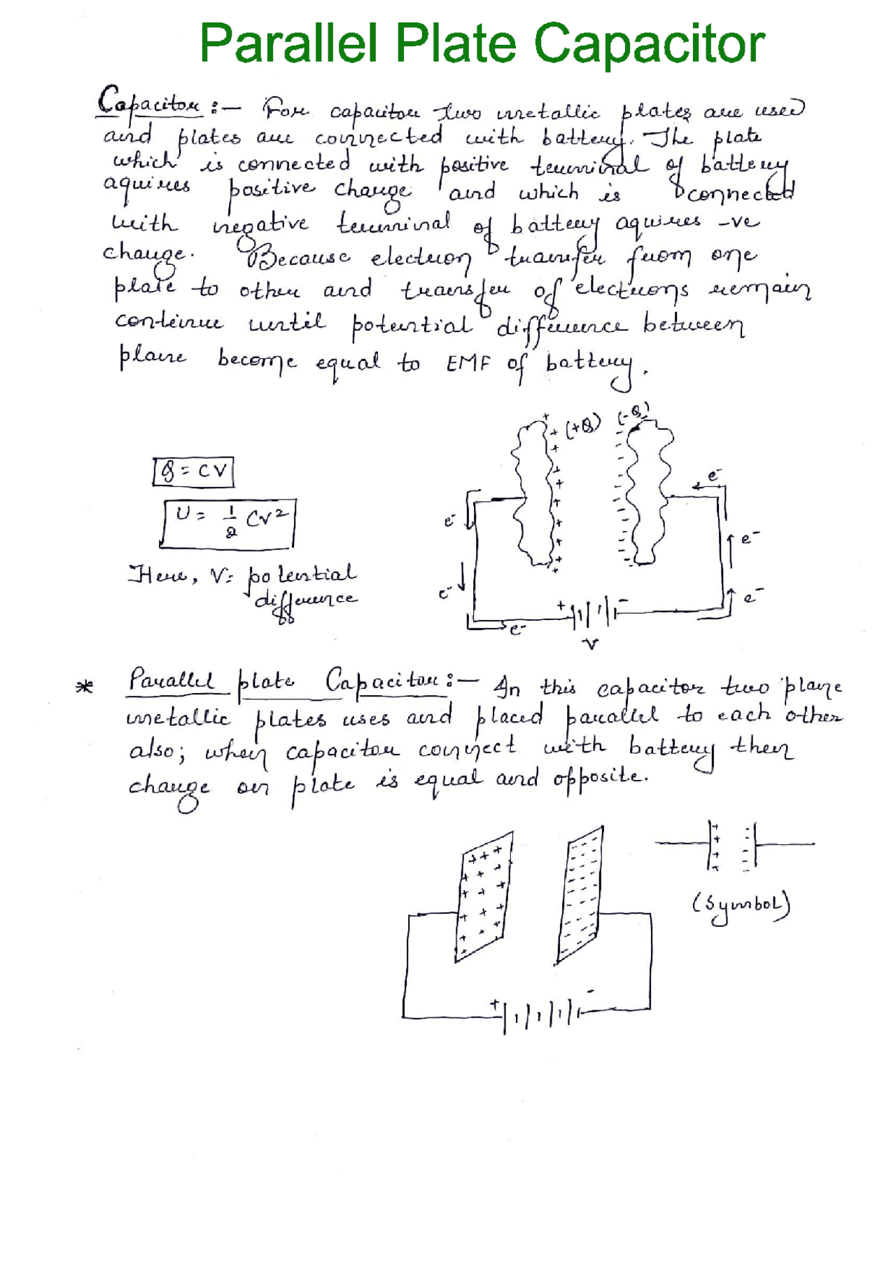 Parallel Capacitance Setup Parallel Plate Capacitor | Lecture notes Physics | Docsity