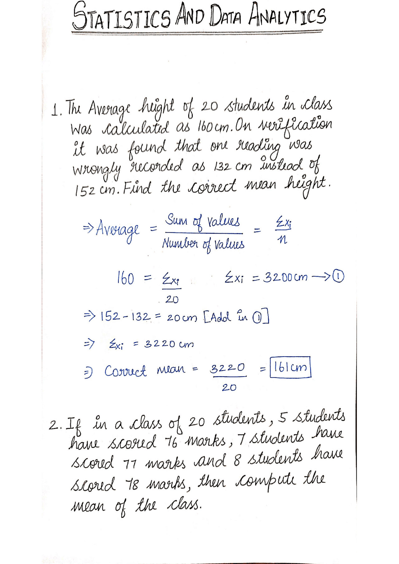 Statistics Questions with answers | Assignments Mathematics | Docsity
