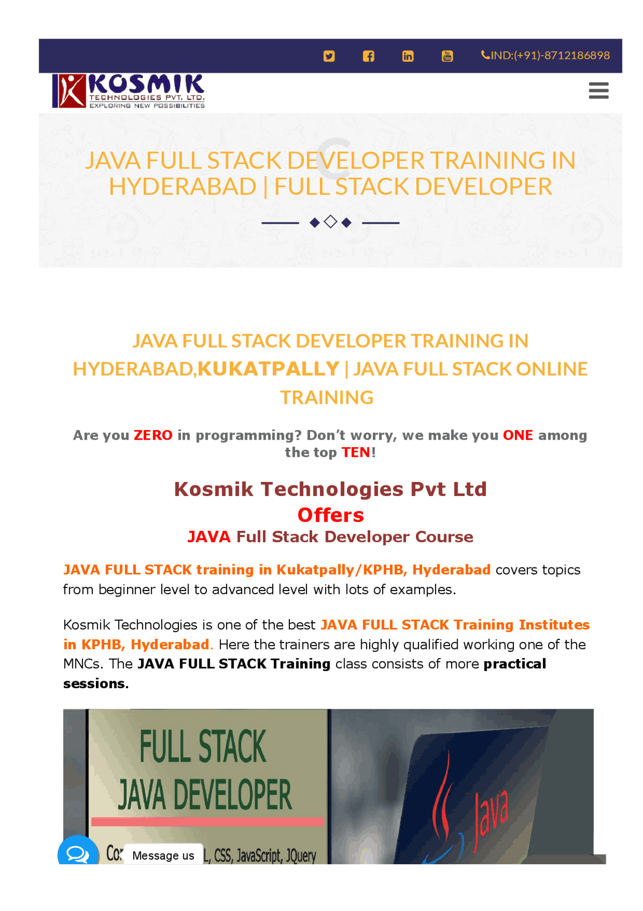 Java training with real-time projects - Kosmik technologies | Cheat ...