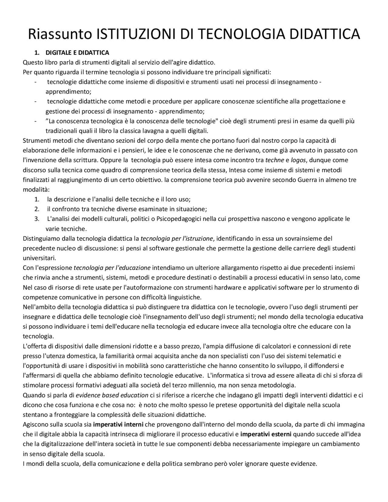 Riassunto libro Istituzioni di Tecnologia Didattica | Sintesi del corso ...
