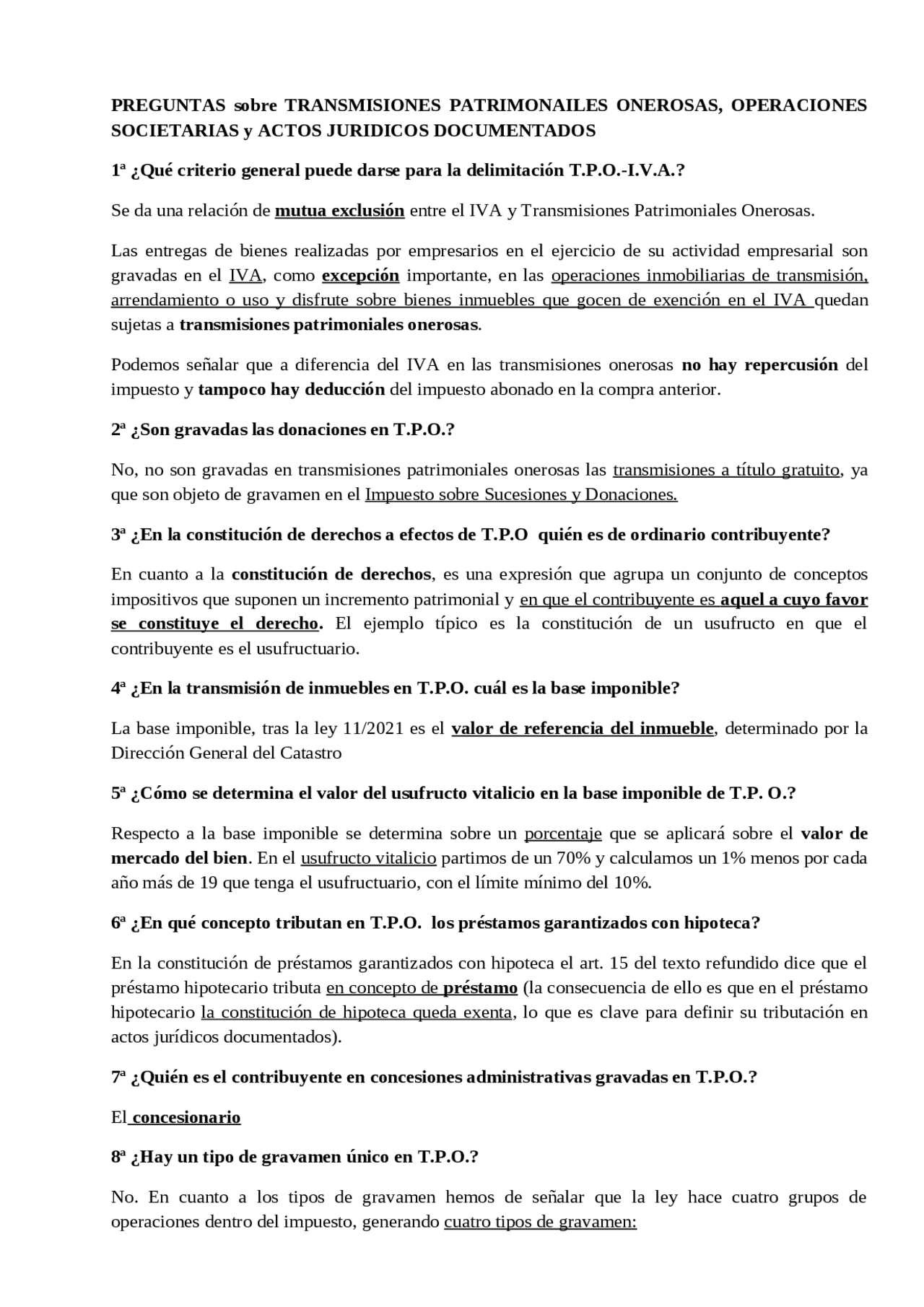 IMPUESTO SOBRE TRANSMISIONES PATRIMONIALES Apuntes de Derecho
