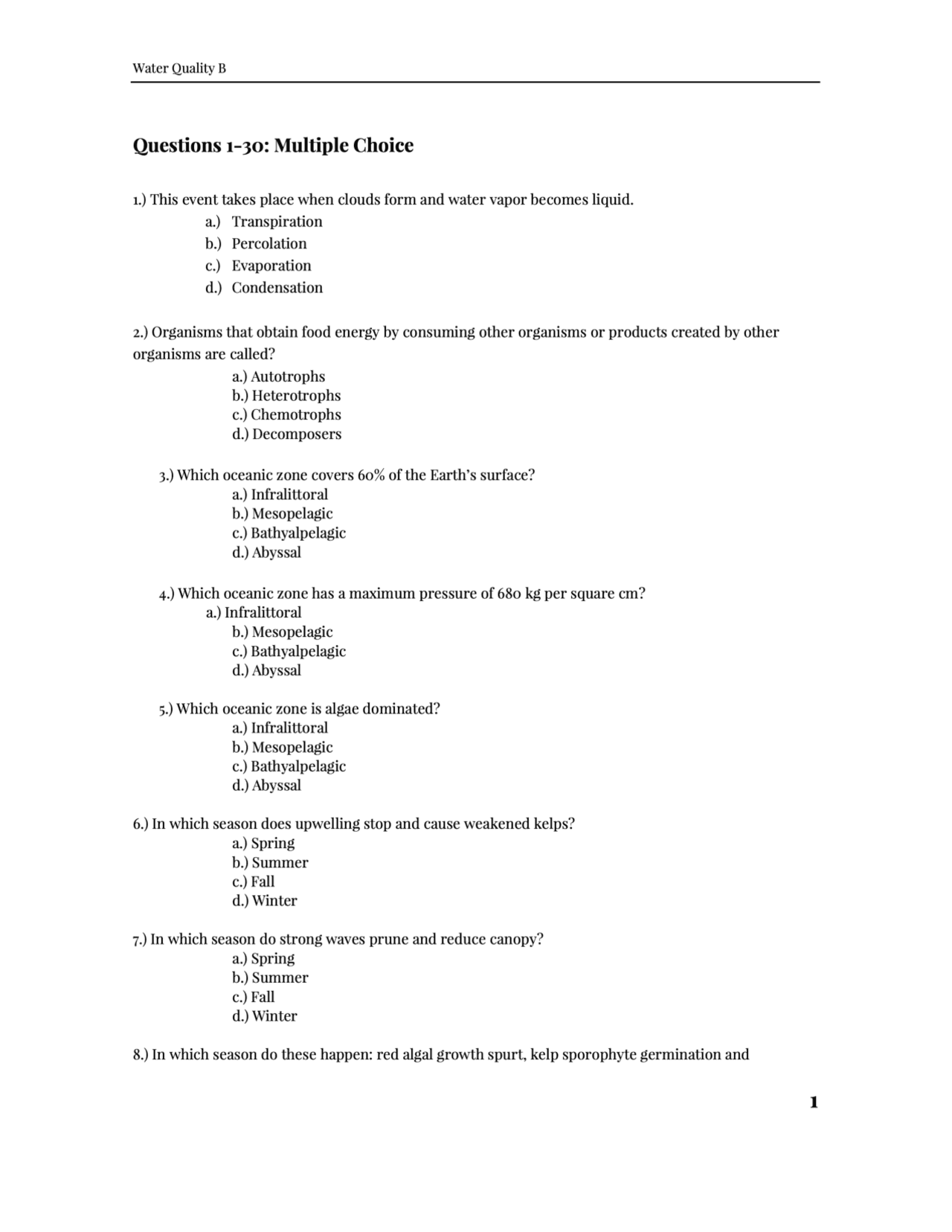 Science olympiad tests quizzes earth science docsity