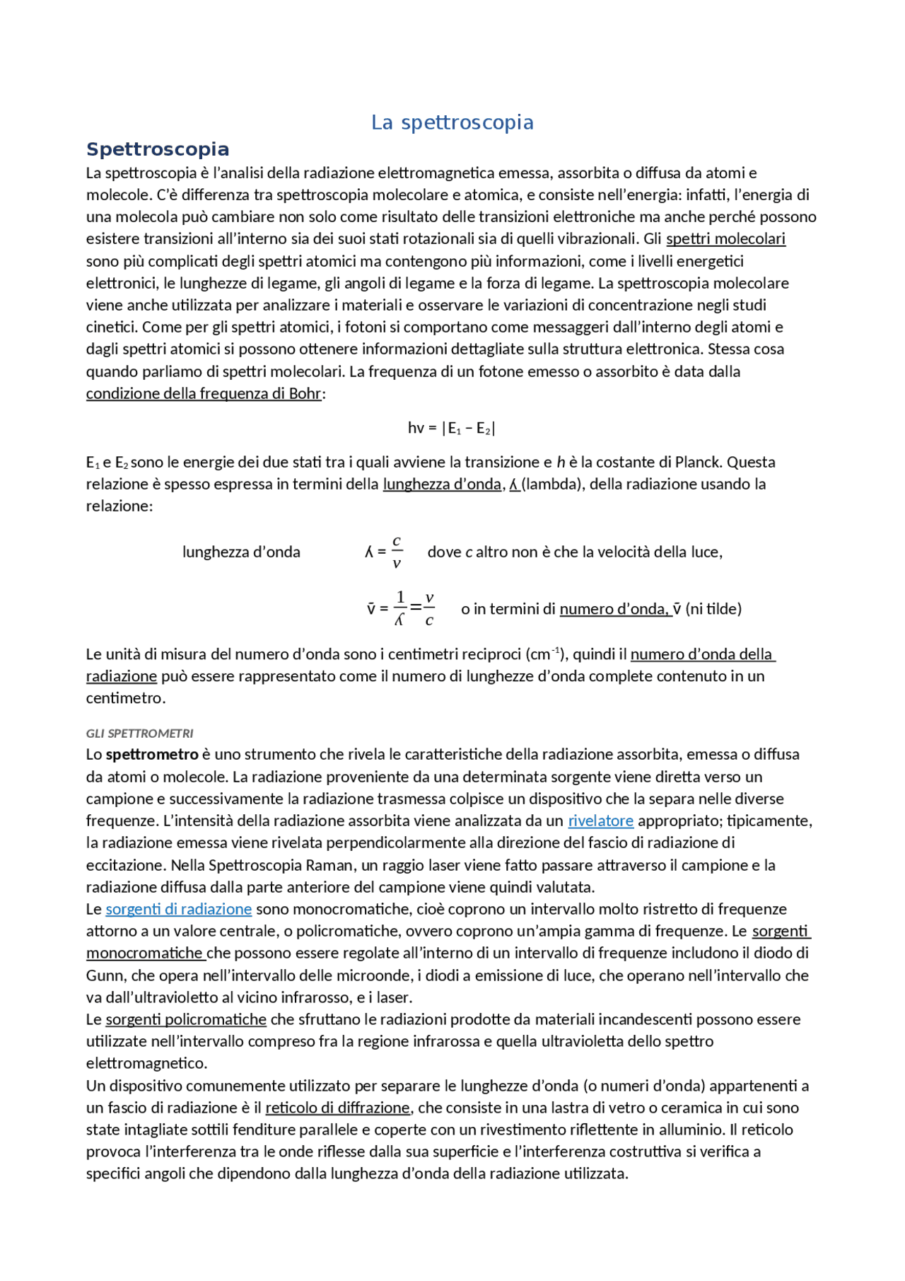 Indagini di Spettroscopia | Schemi e mappe concettuali di Chimica ...