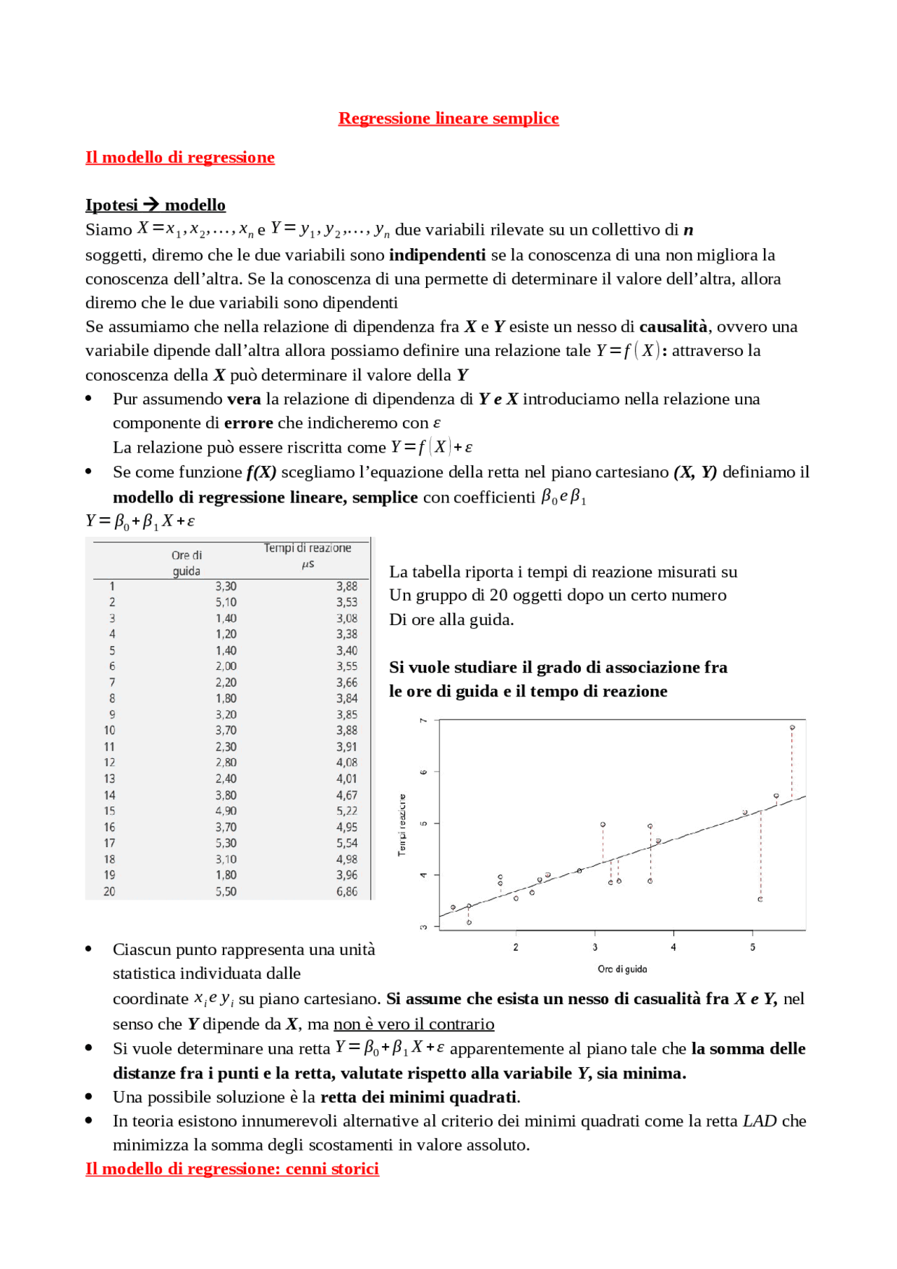 Regressione Lineare Semplice e Multipla | Dispense di Statistica | Docsity