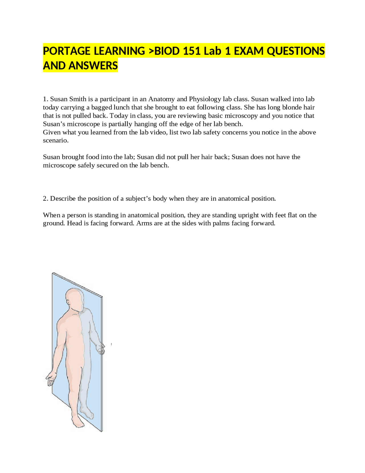 PORTAGE LEARNING >BIOD 151 Lab 1 EXAM QUESTIONS AND ANSWERS | Exams ...