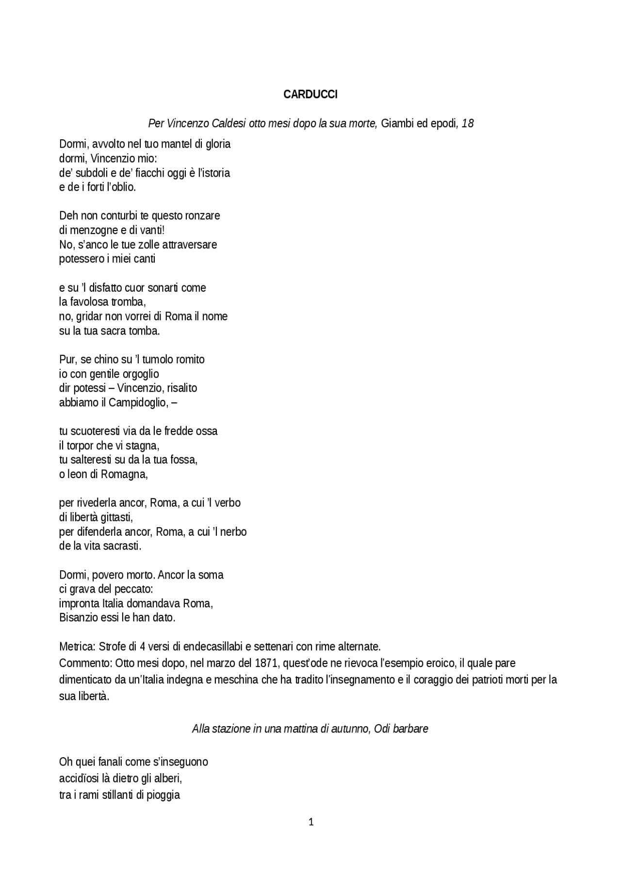 Parafrasi e commento delle opere più importanti dalla lirica