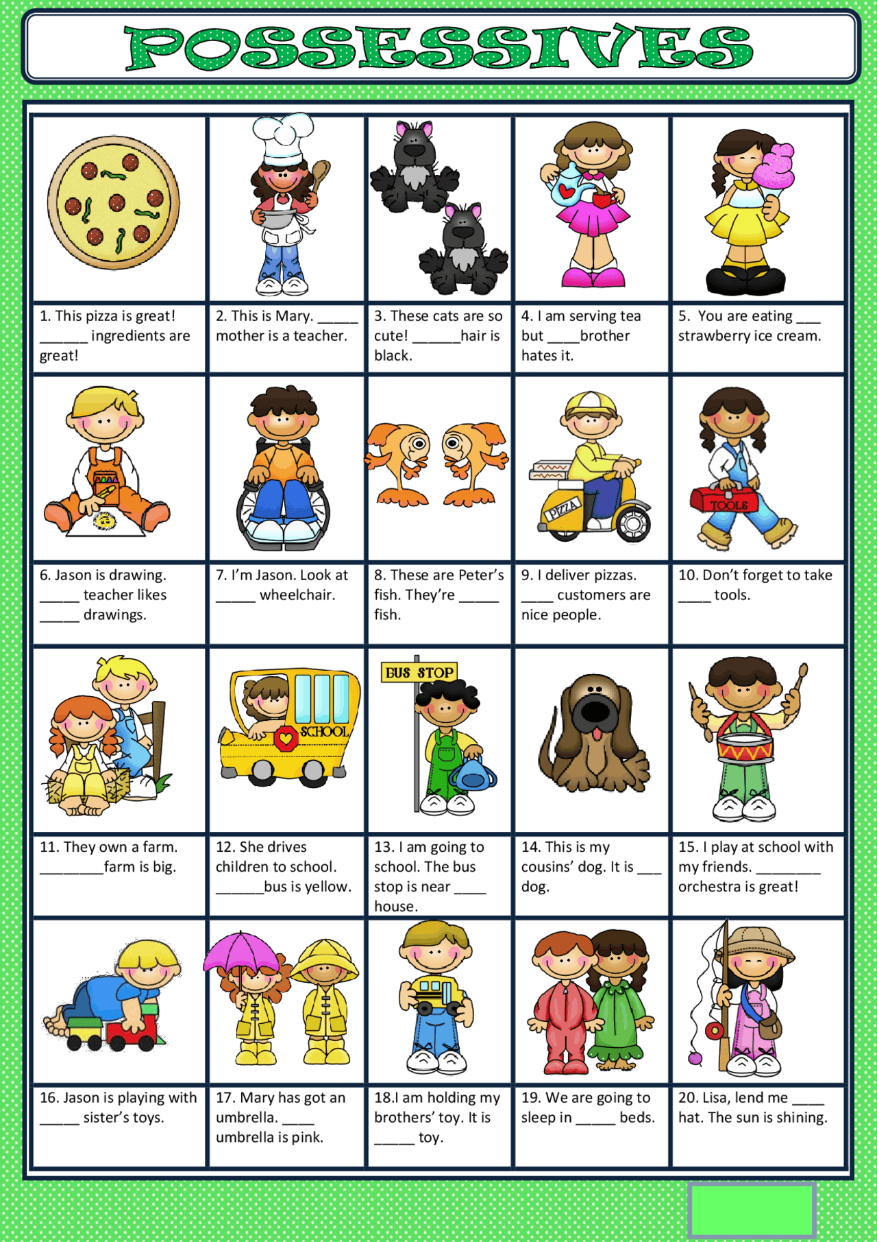 Posesivos en ingles para repasar | Apuntes de Inglés | Docsity