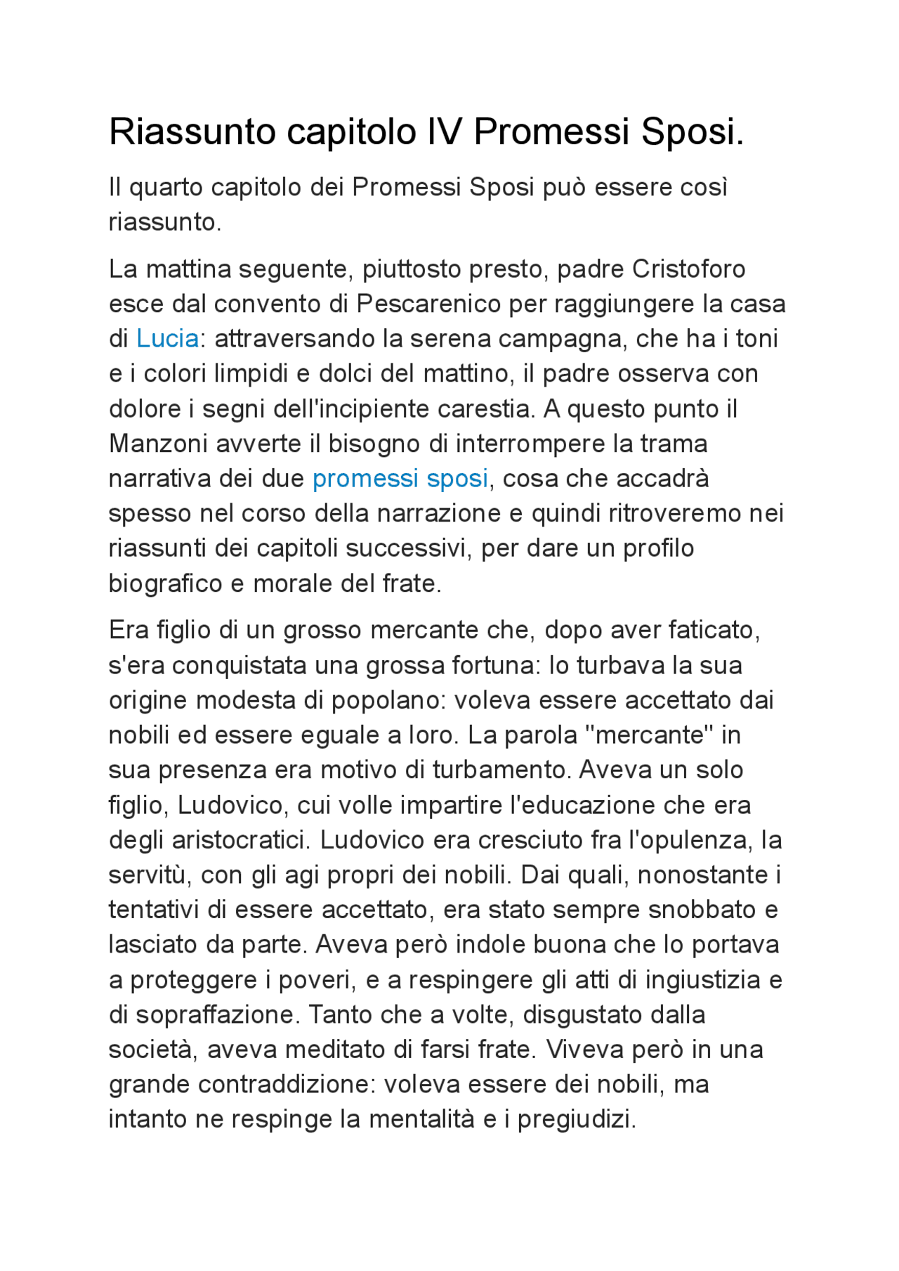 Riassunto IV capitolo Promessi Sposi Appunti di Italiano Docsity Riassunto IV capitolo Promessi Sposi Appunti di Italiano Docsity