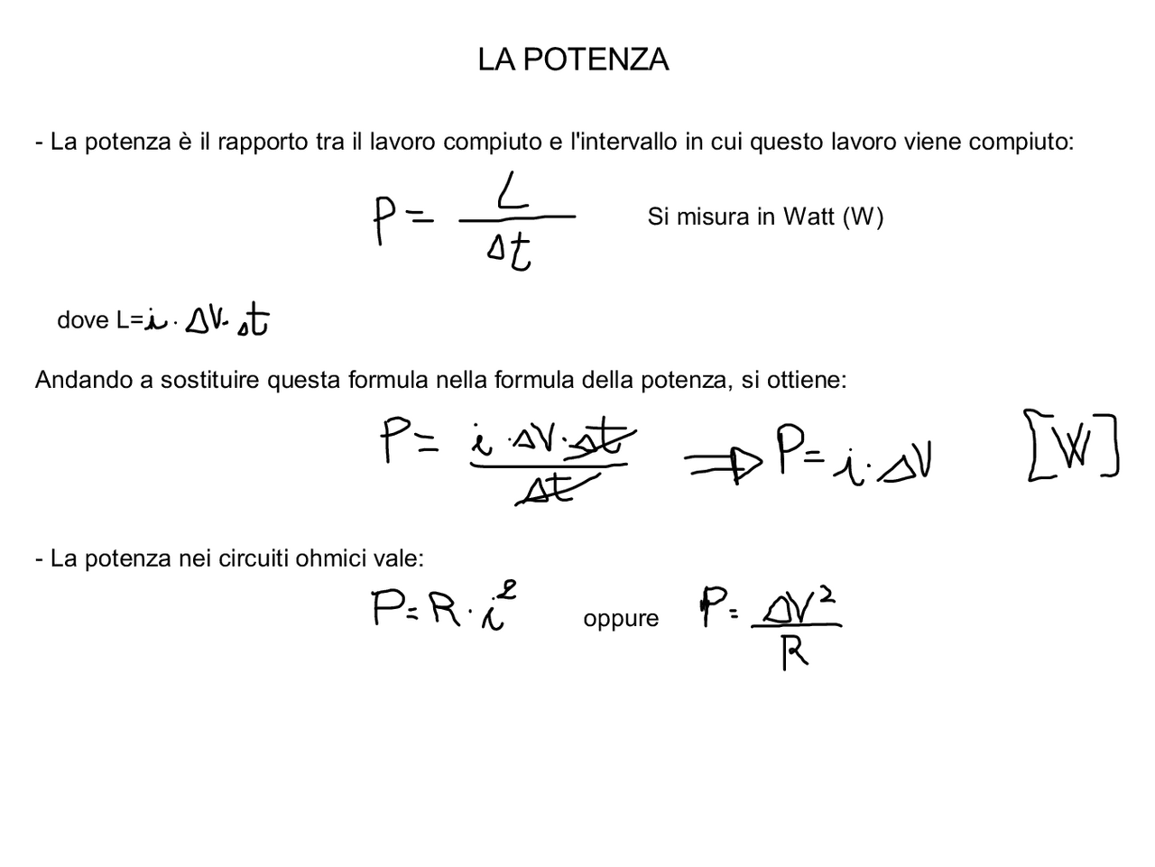 Fisica, la potenza, appunti teoria | Schemi e mappe concettuali di