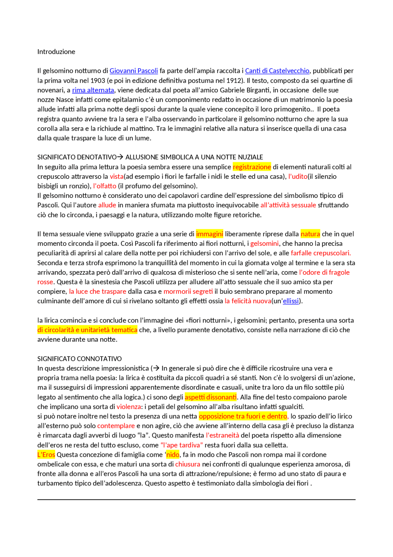 ANALISI COMPLETA il Gelsomino Notturno Appunti Di Italiano Docsity