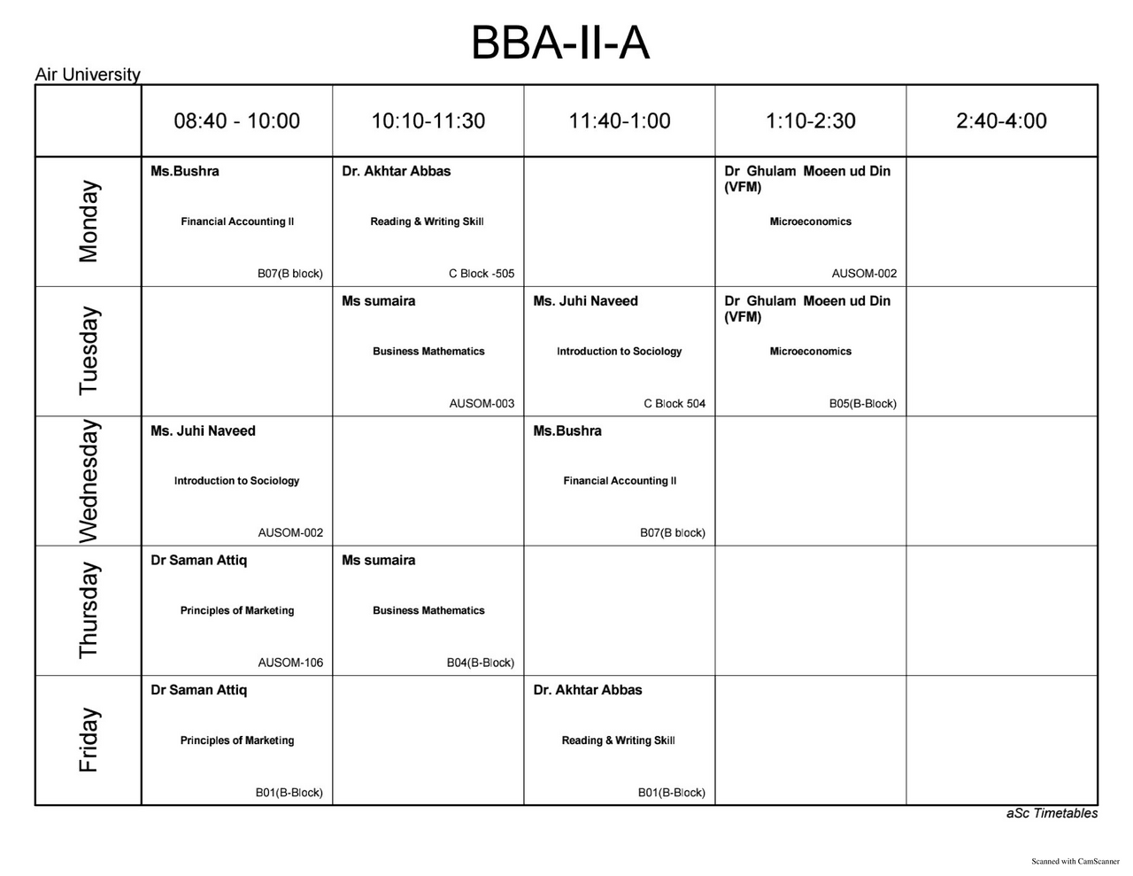 Business of administration time table | Schemes and Mind Maps Business ...