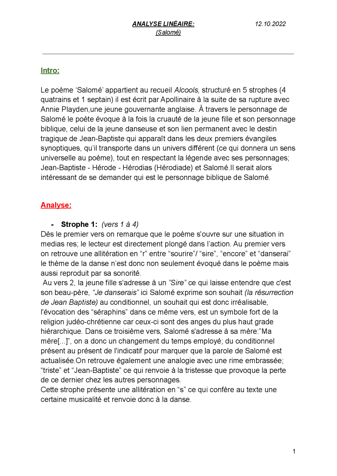 Le Lombric Poeme Analyse Lineaire Analyse linéaire du poème Salomé de Baudelaire | Essays (high school)  French | Docsity
