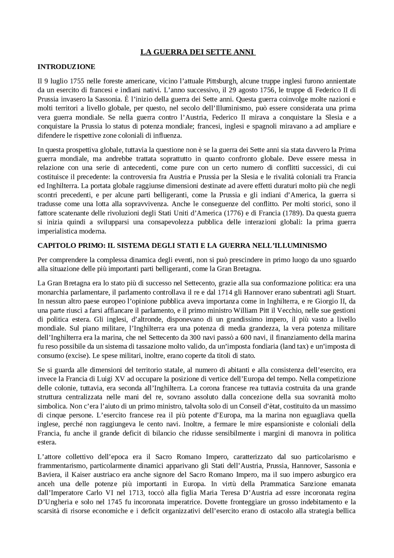 La guerra dei Sette Anni Fussell | Schemi e mappe concettuali di Storia ...