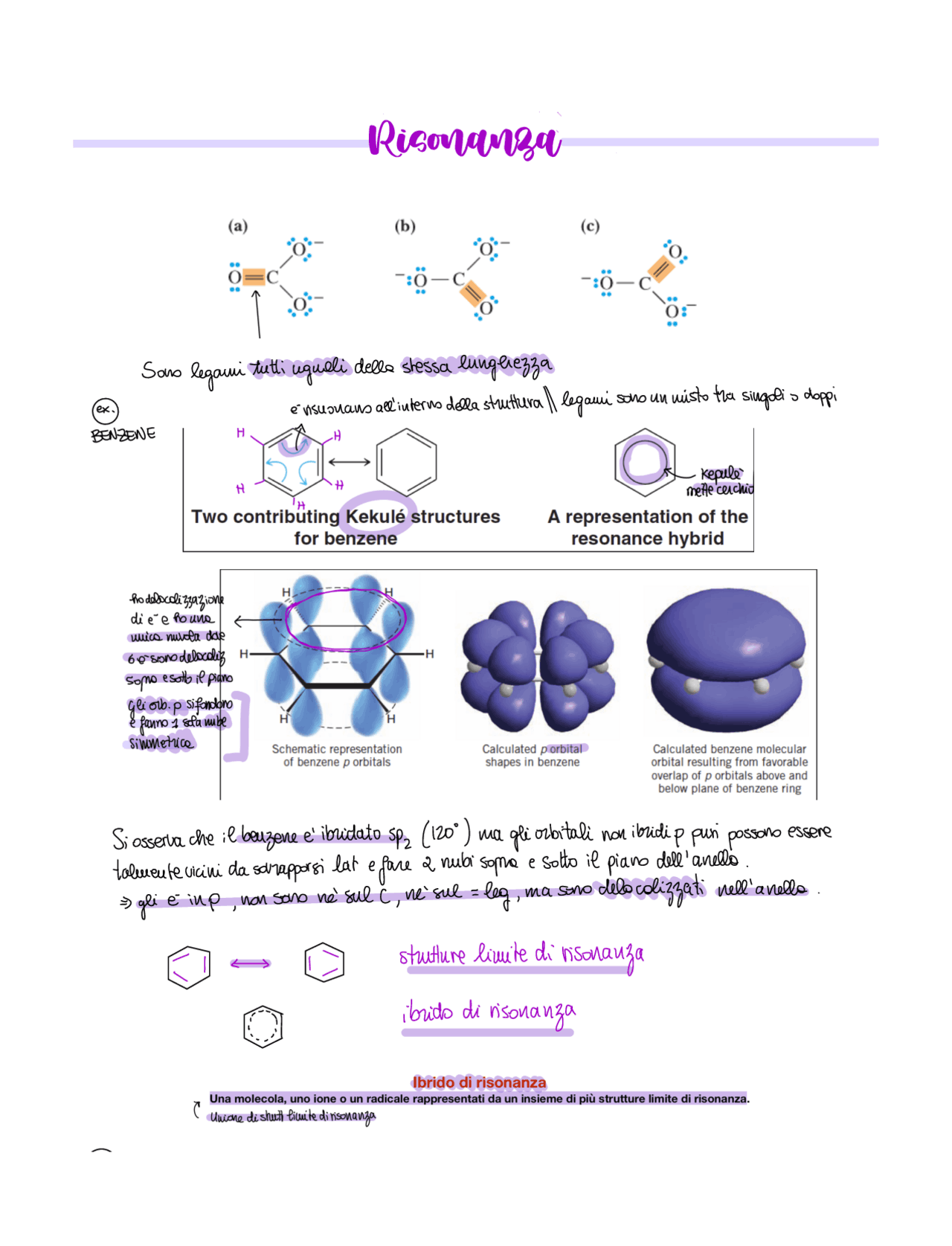 Riassunto risonanza e esempi | Appunti di Chimica Organica | Docsity