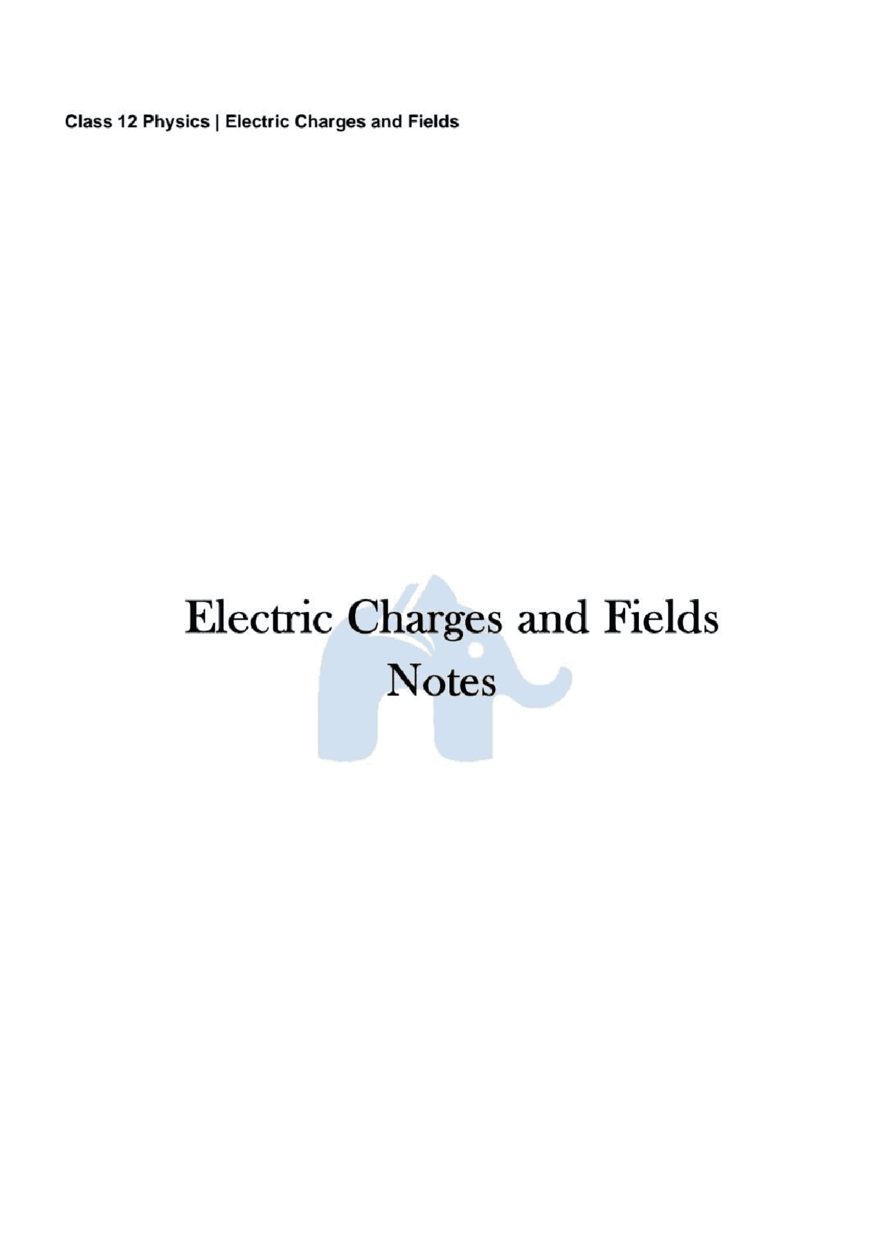 Electric Fields and Charges | Study notes Physics | Docsity