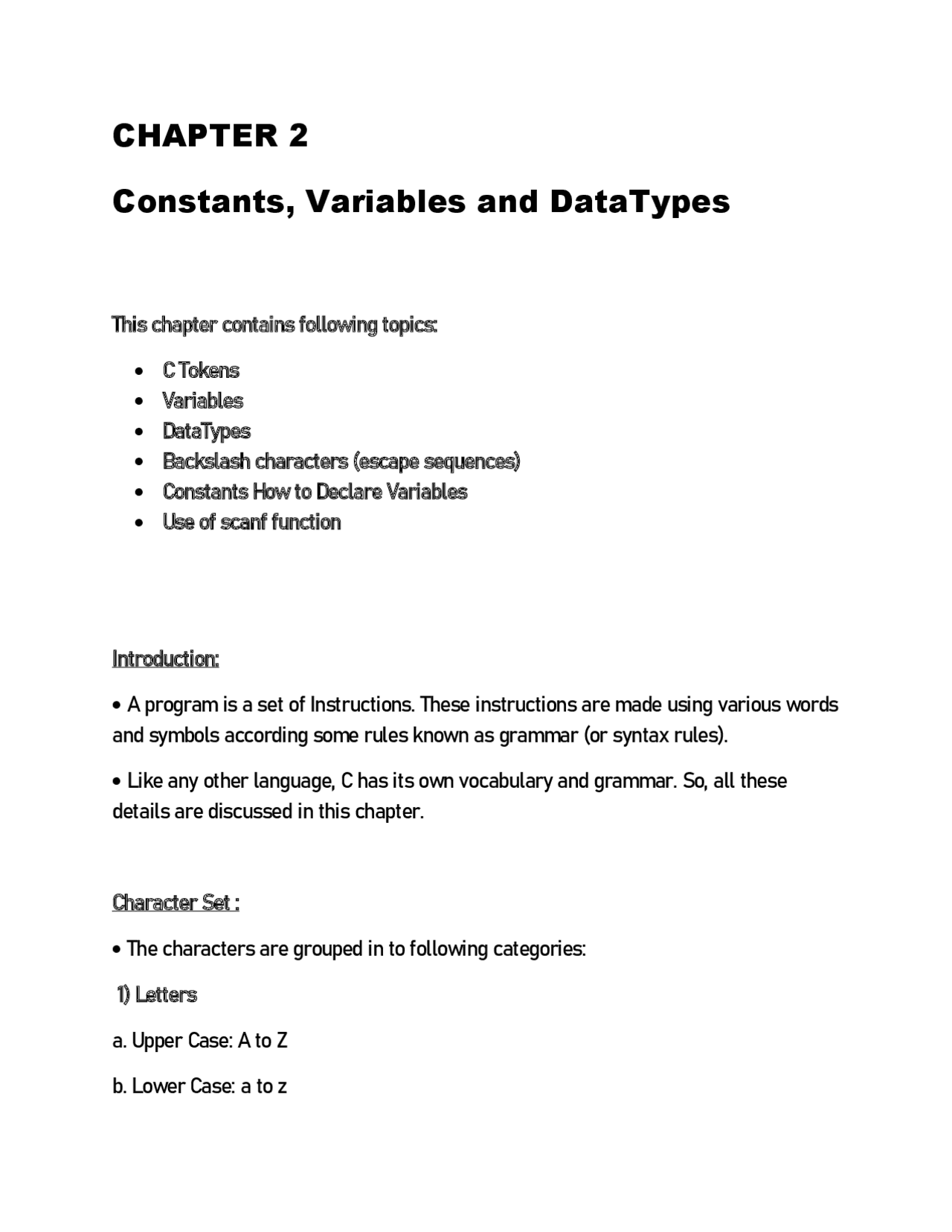 CHAPTER 2 (C Programming - Constants and Variables) | Study notes C ...