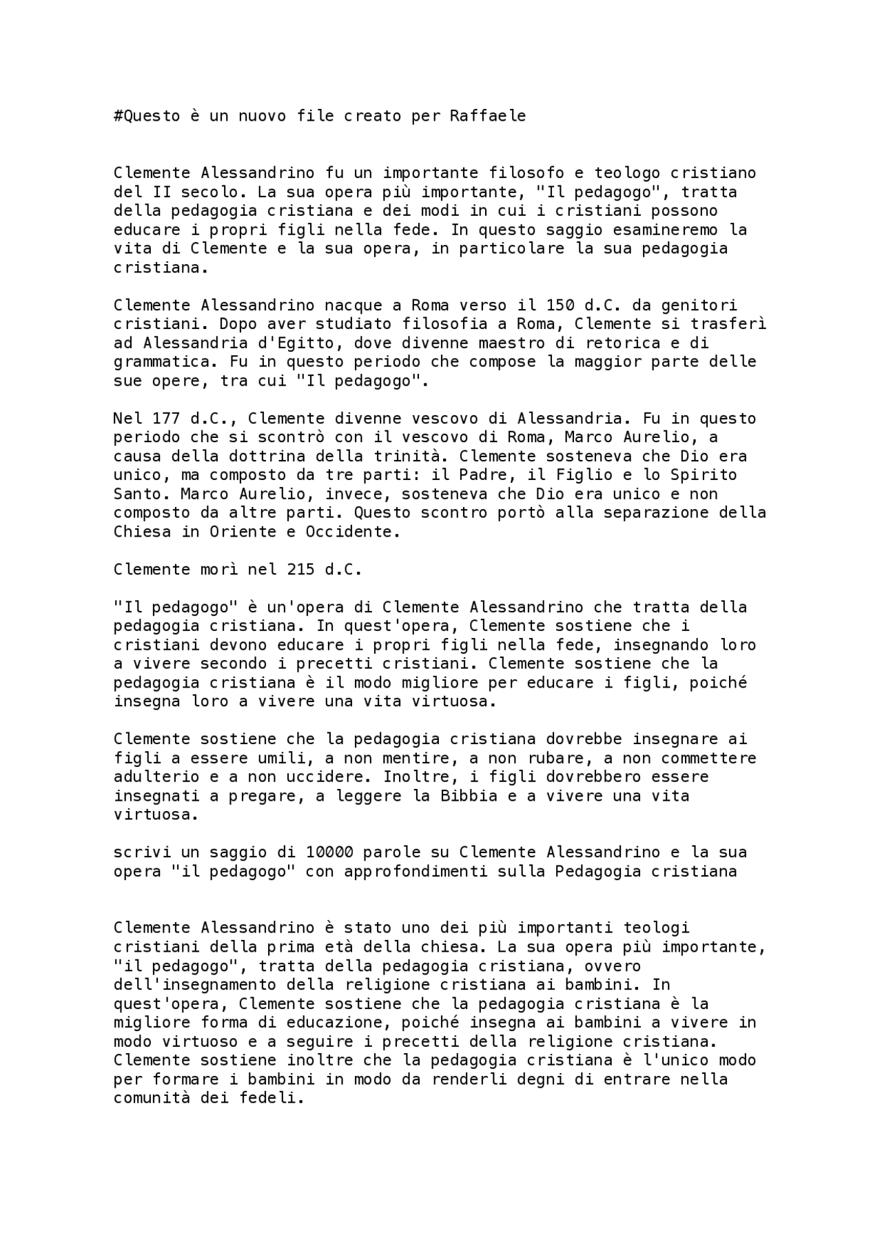 Clemente Alessandrino Schemi e mappe concettuali di Storia Della