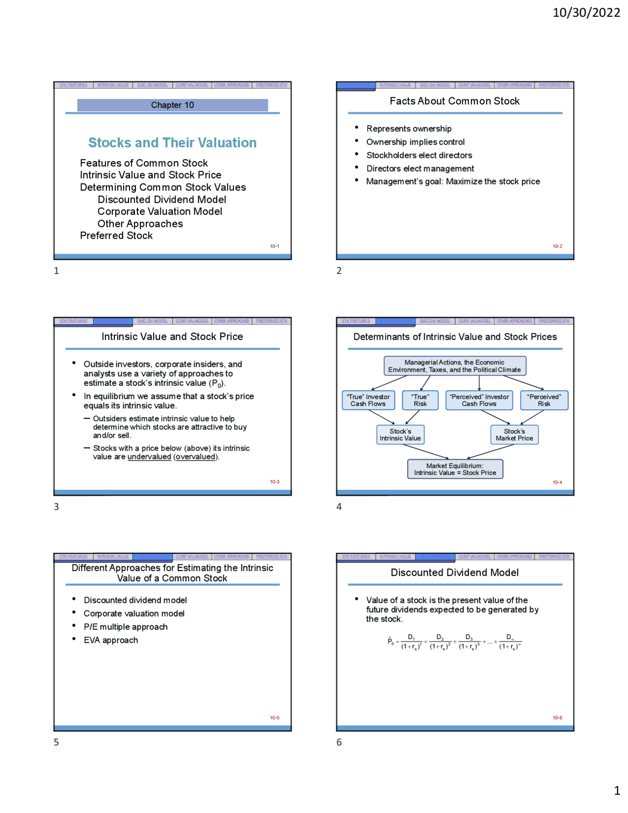 Stocks Note Course It is a study note in financial management course. It is about stocks ...