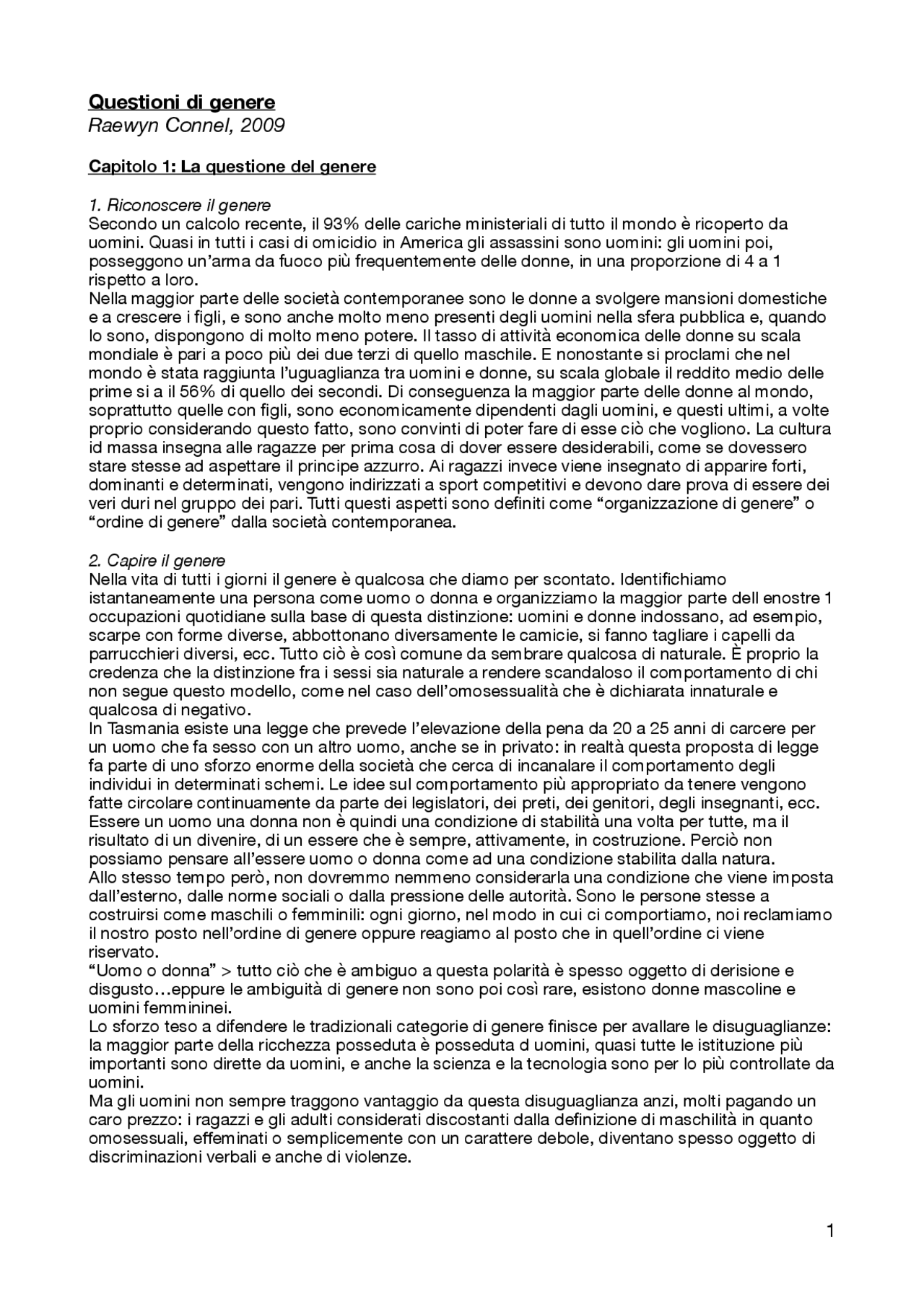 Questioni di genere libro | Appunti di Sociologia | Docsity