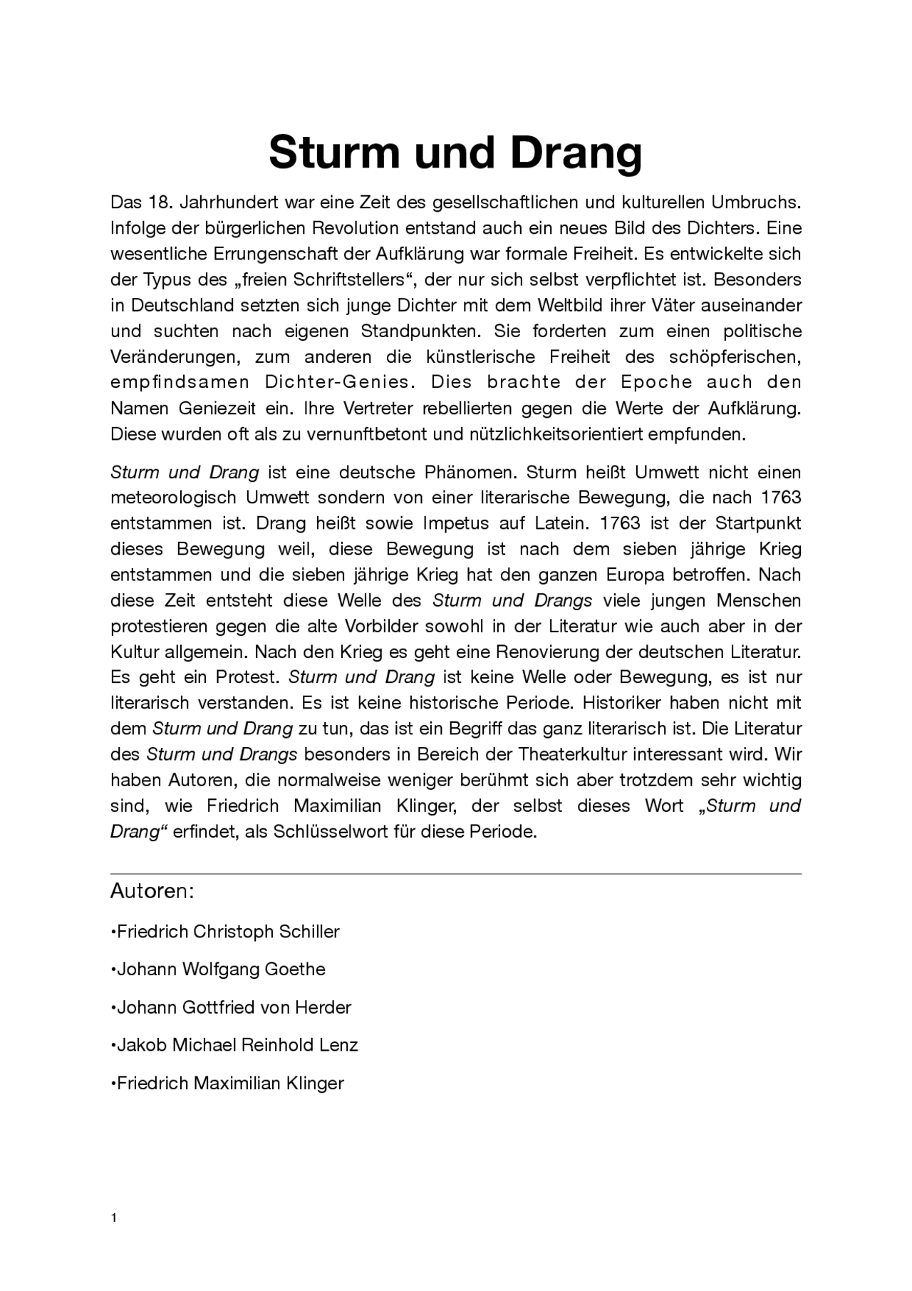 GenieGedanken nello Sturm und Drang Appunti di Letteratura Tedesca Docsity